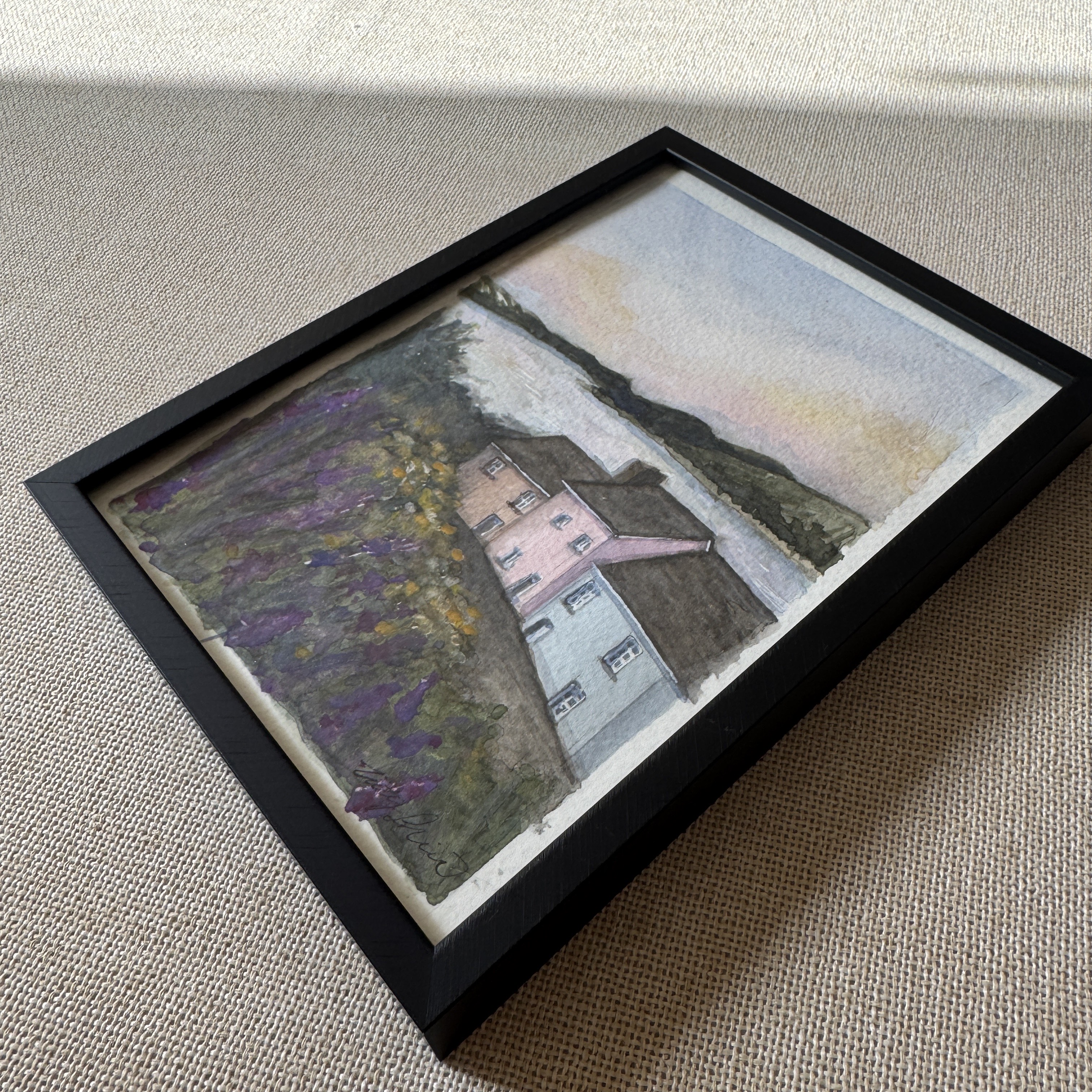 Village by The Lake - 5x7 Original Art