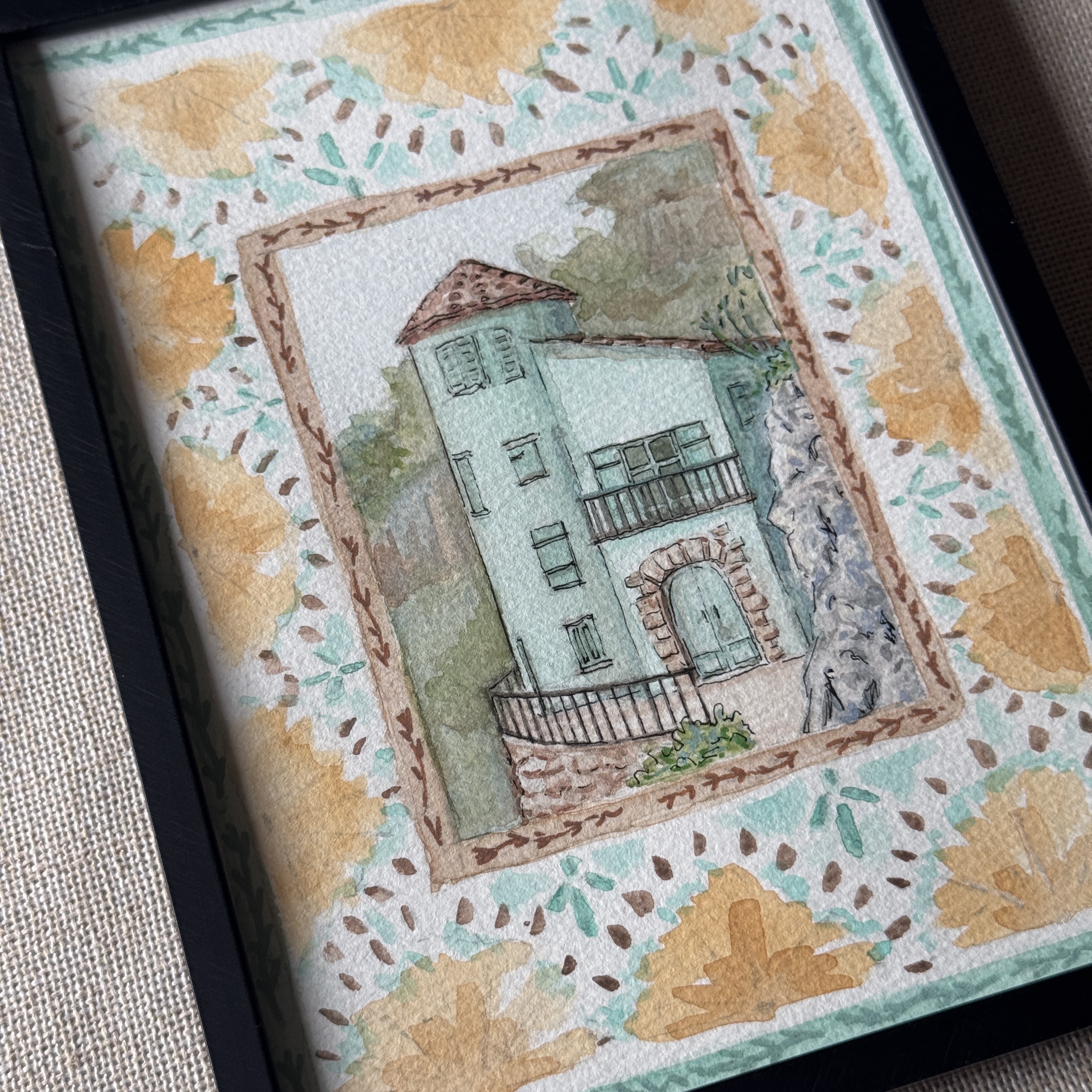 Cliffside Cottage - 6x8 Original Art