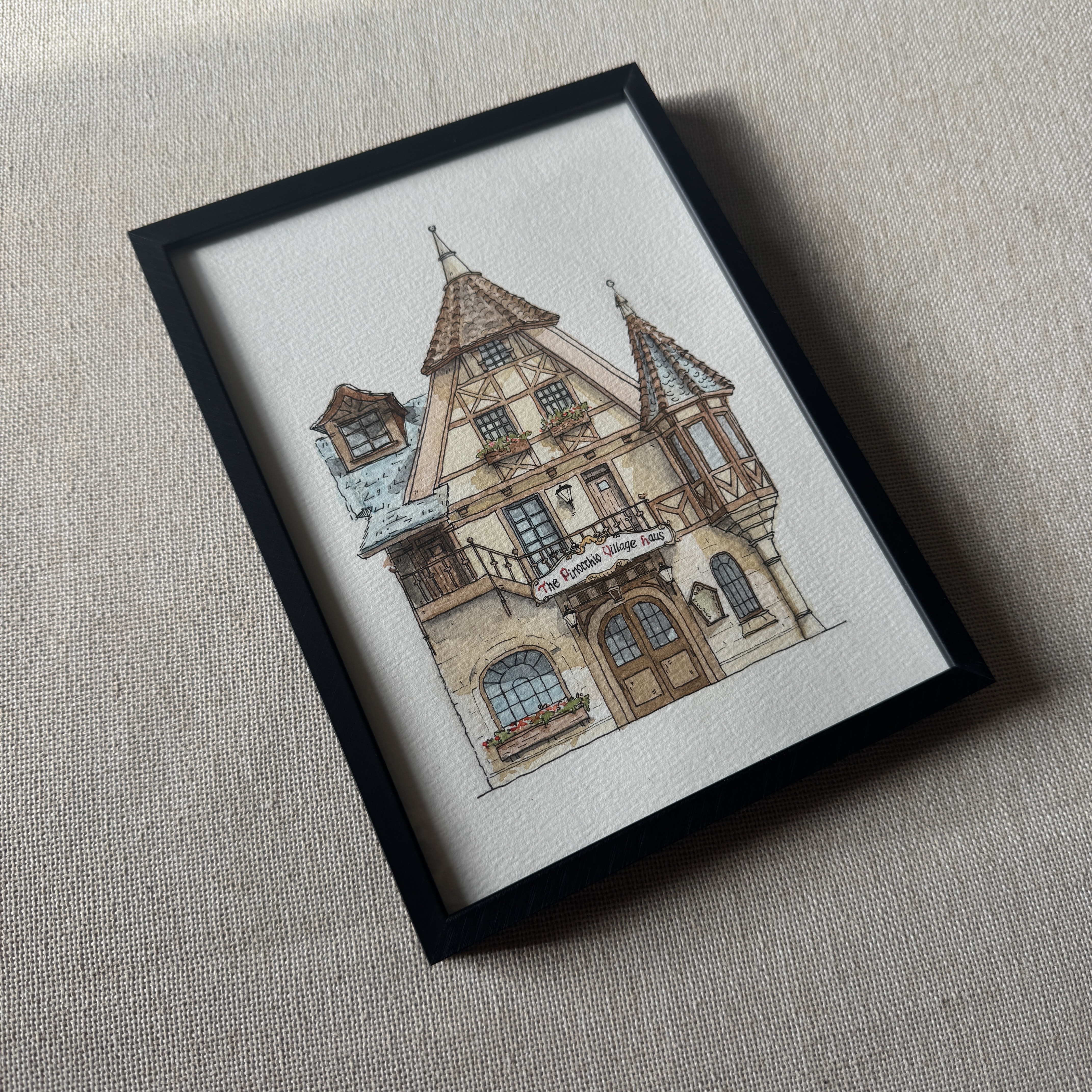 Pinocchio Village Haus - 6x8 Original Art
