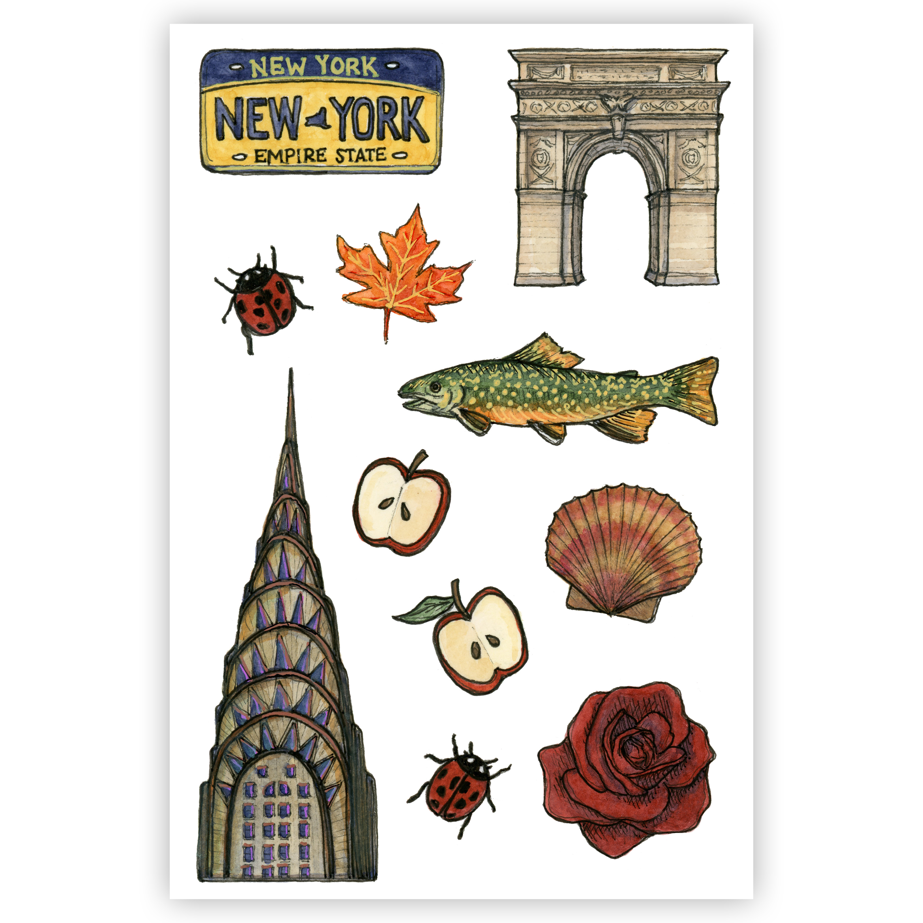 New York State Symbols Print