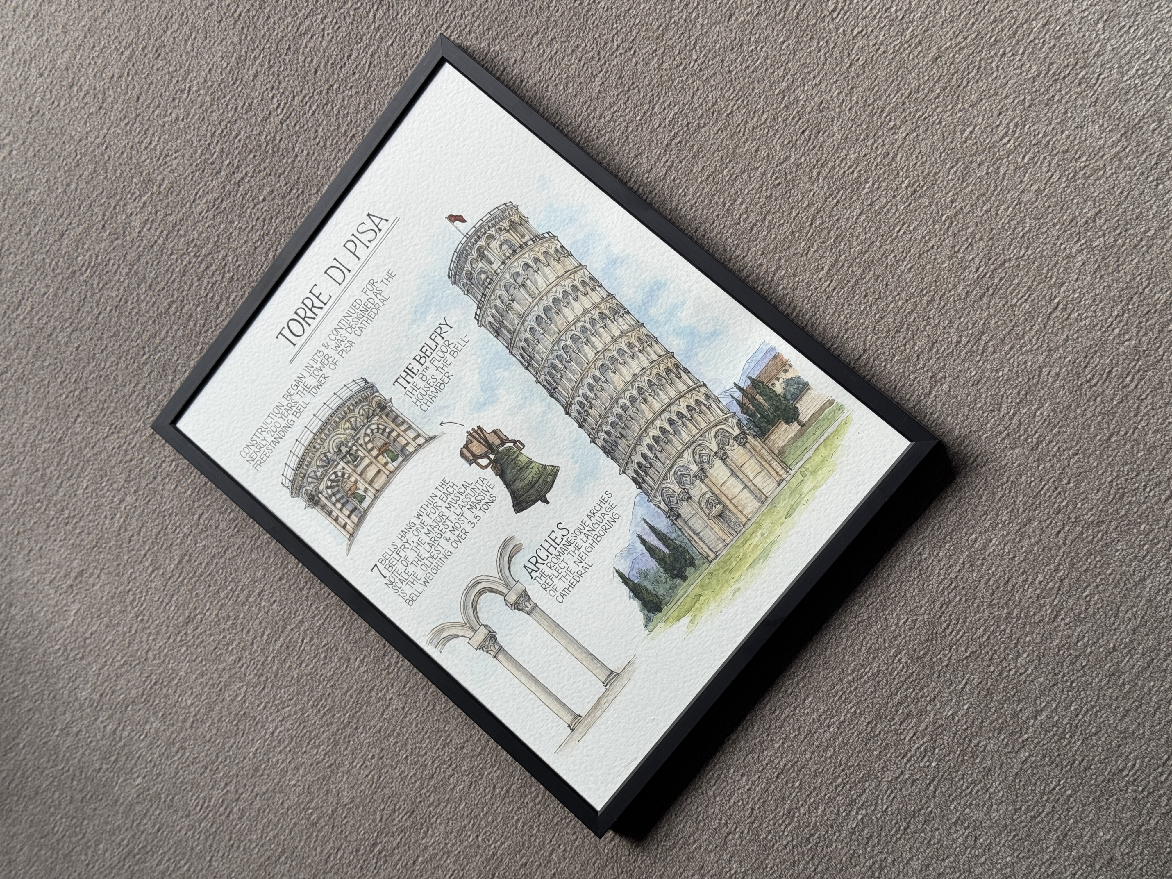 Tower of Pisa - 8x10 Original