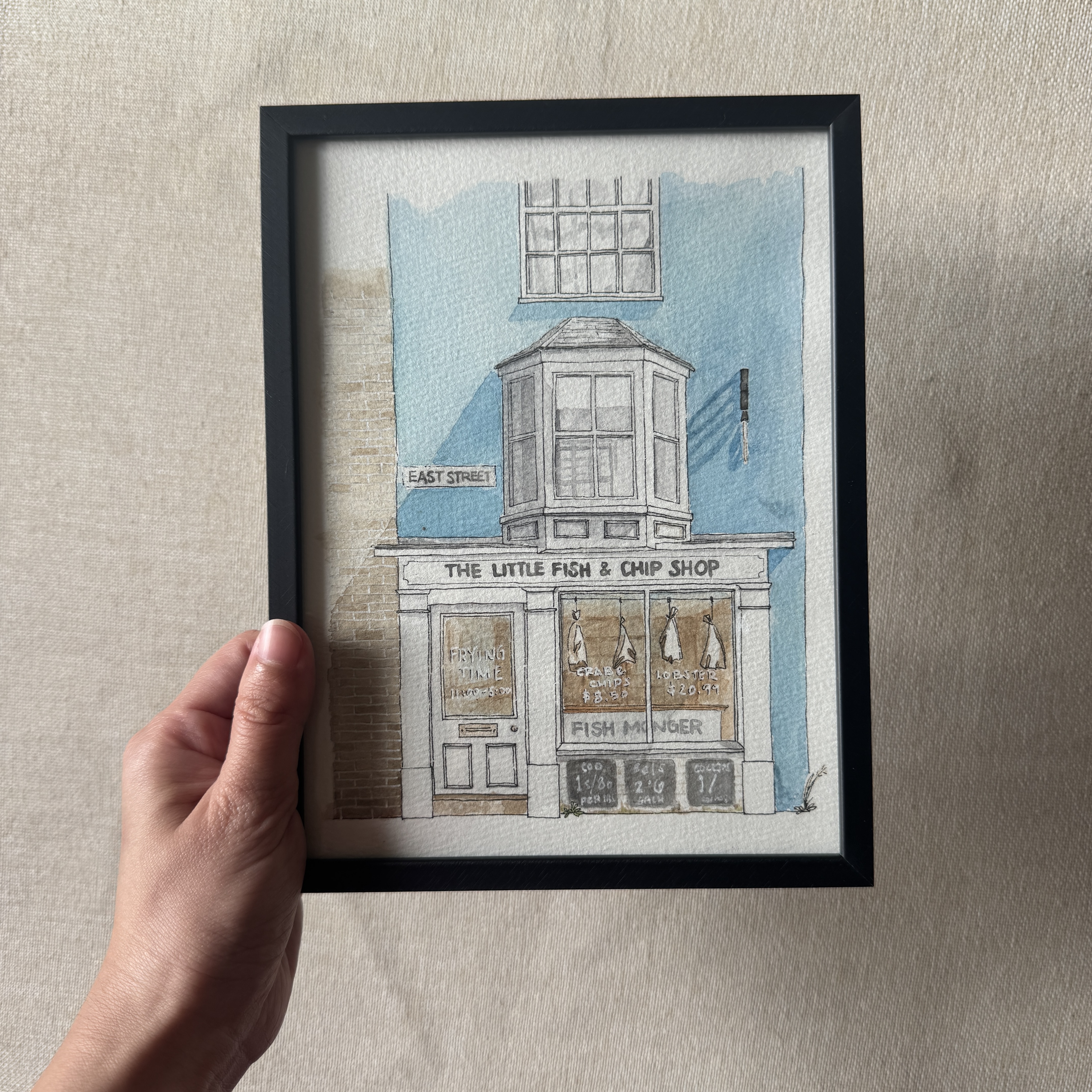 Fish & Chip Shop - 6x8 Original Art