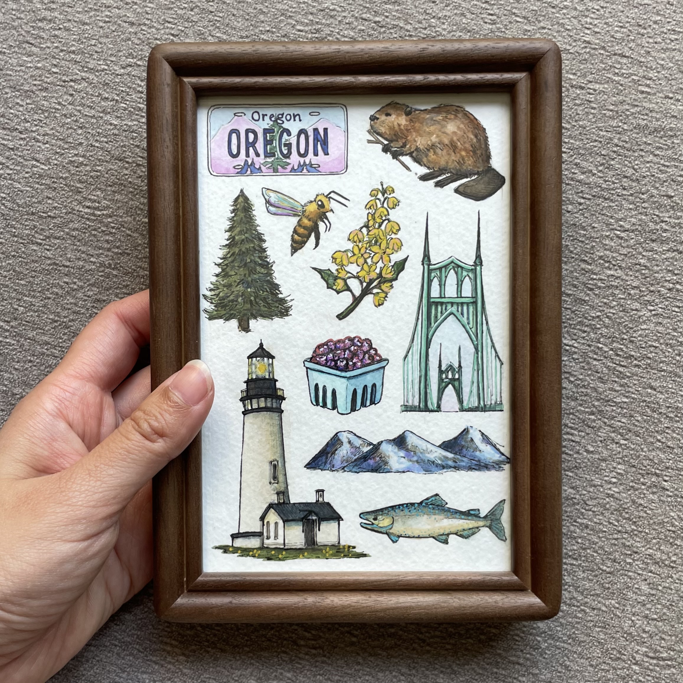 Oregon State Symbols - 4x6 Original