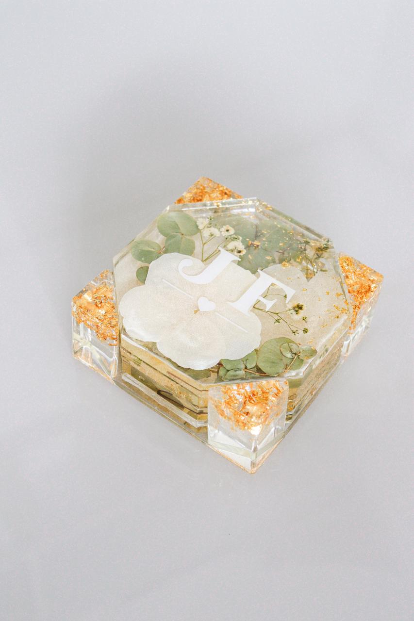 Porta copos hexagonal com suporte