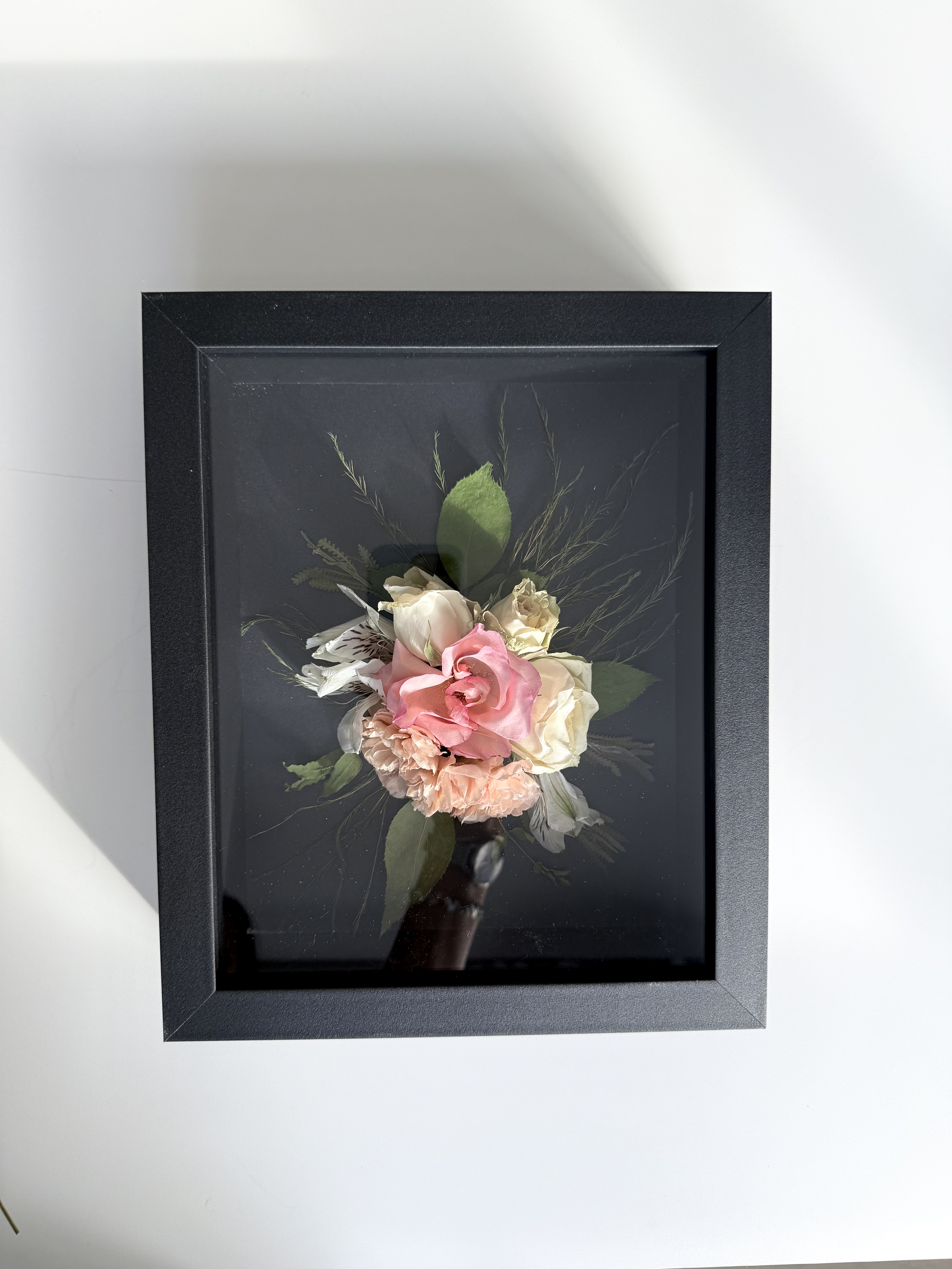 Eternização de buquê em quadro caixa 20x25x7