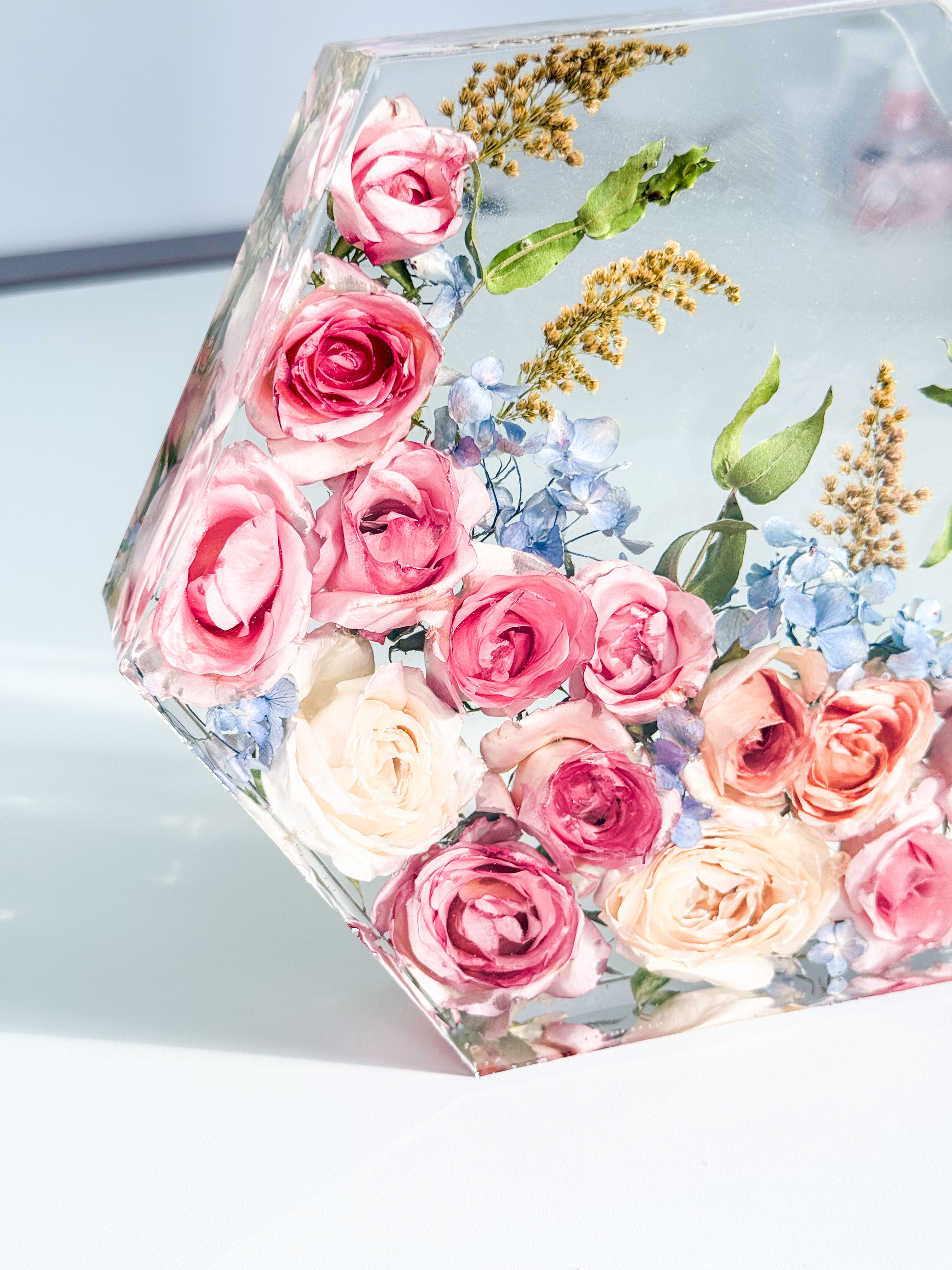 Eternização em resina formato Hexagonal (P,M,G)