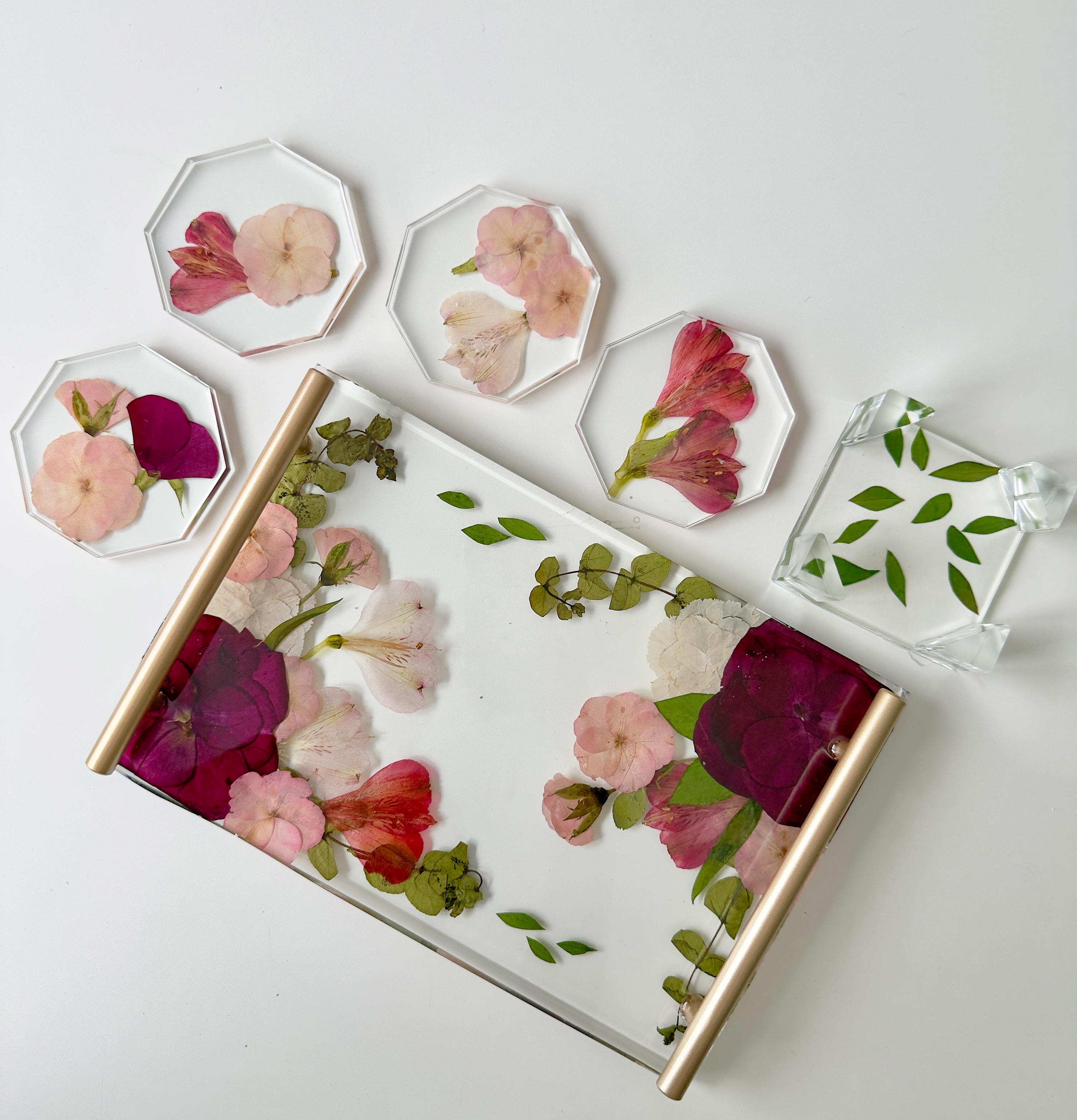 Kit bandeja + 4 porta copos 