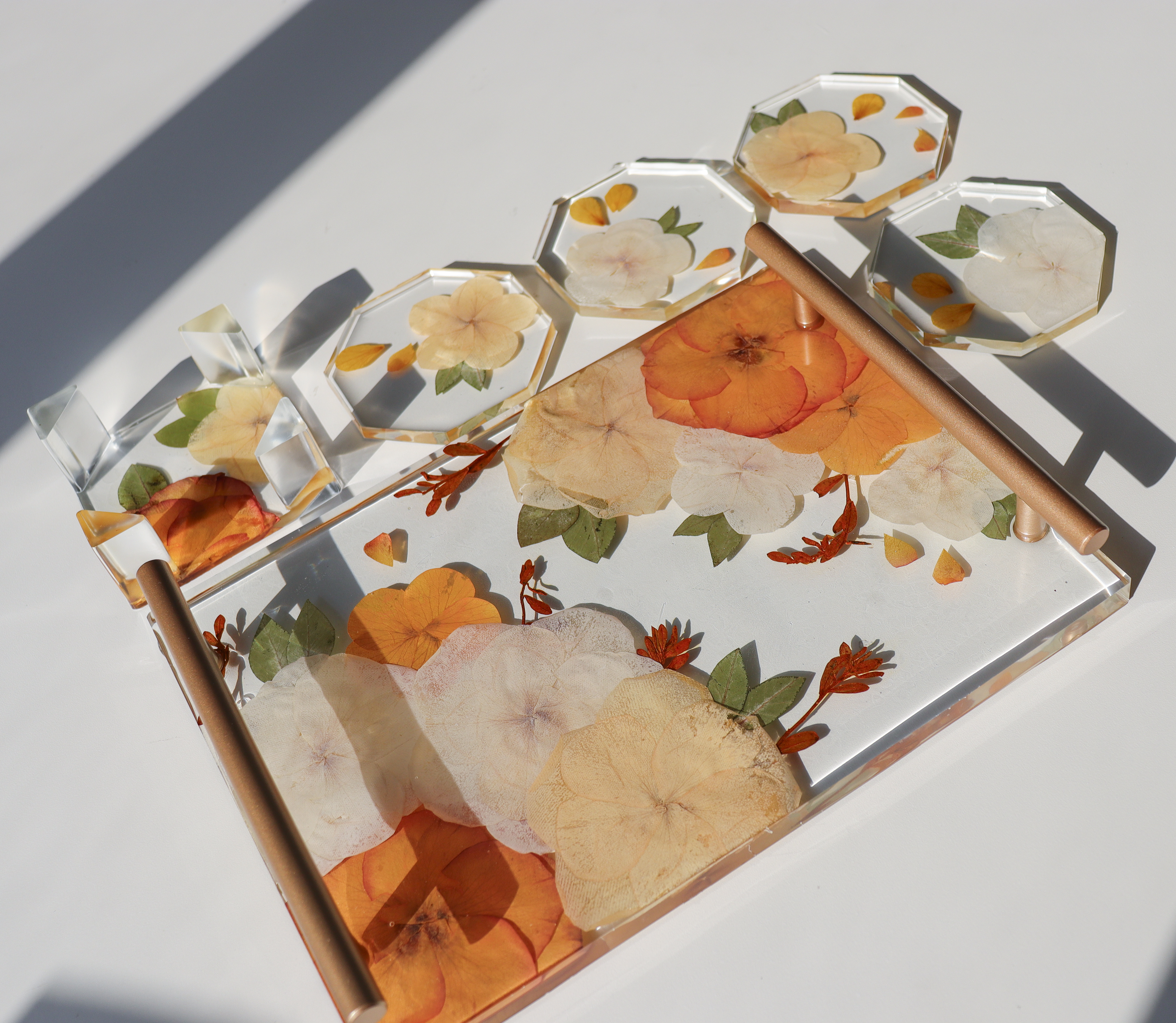 Kit bandeja + 4 porta copos 