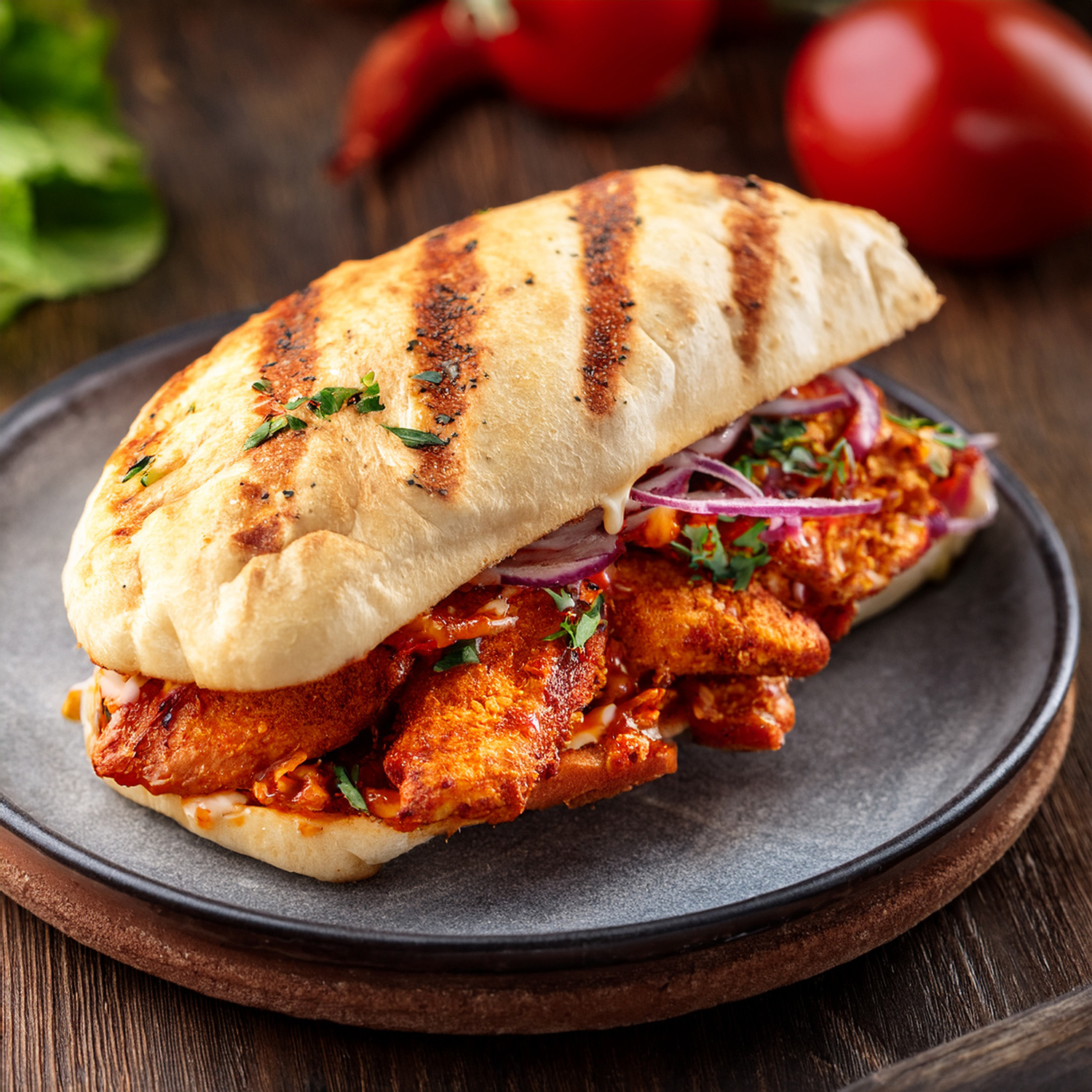 Chicken Schezwan Sandwich