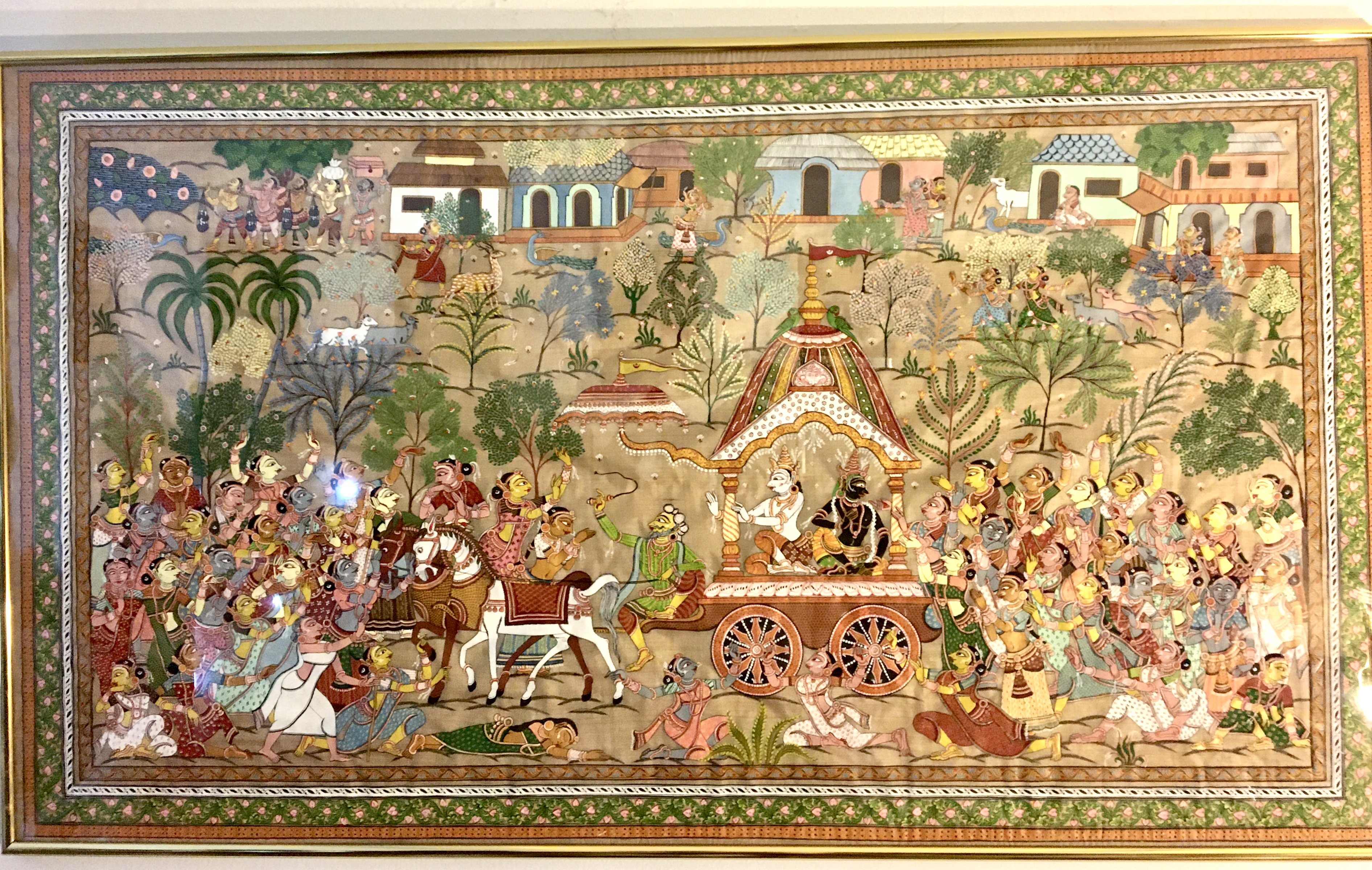 Framed Pattachitra Painting of Krishna and Balarama from Odisha