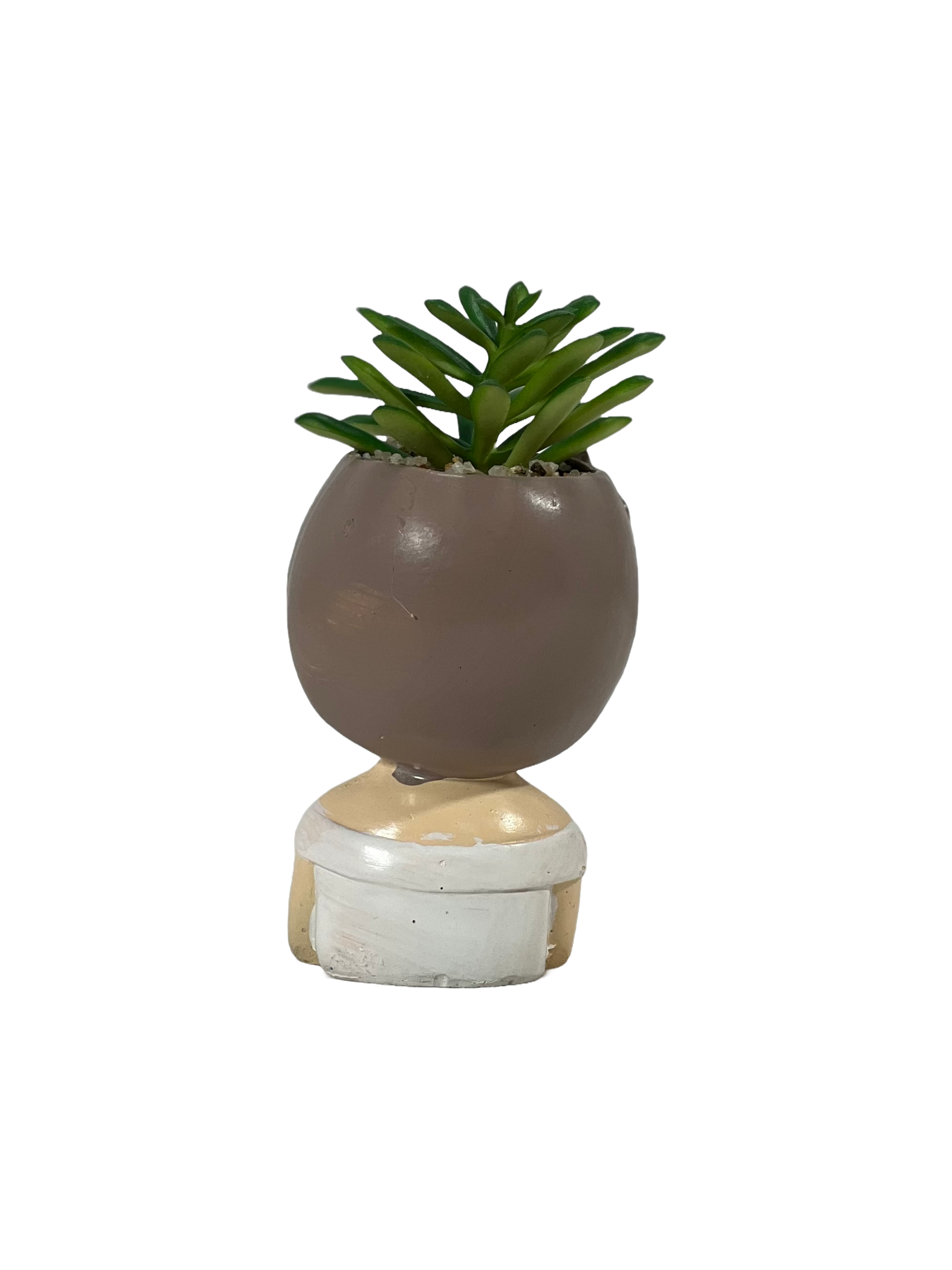 The Green Gallery Girl Face Planter Collection – Set of 6 Styles in Pink & White Bows | Decorative Ceramic Pots with Faux Succulents (15 cm)