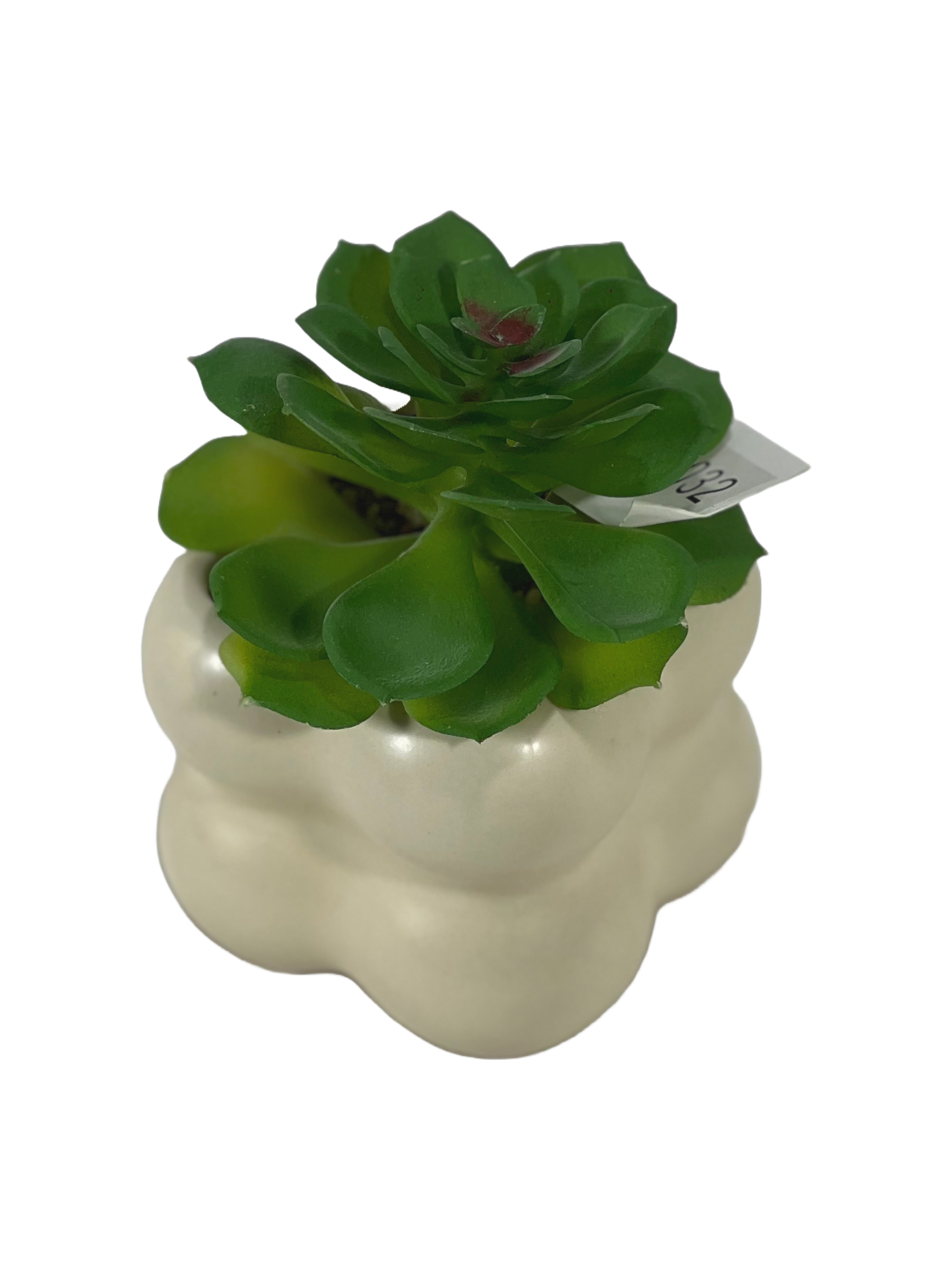 The Green Gallery Cream Bubble Pot with Artificial Succulent – Matte Ceramic Mini Planter | 2 Variants | 10 cm