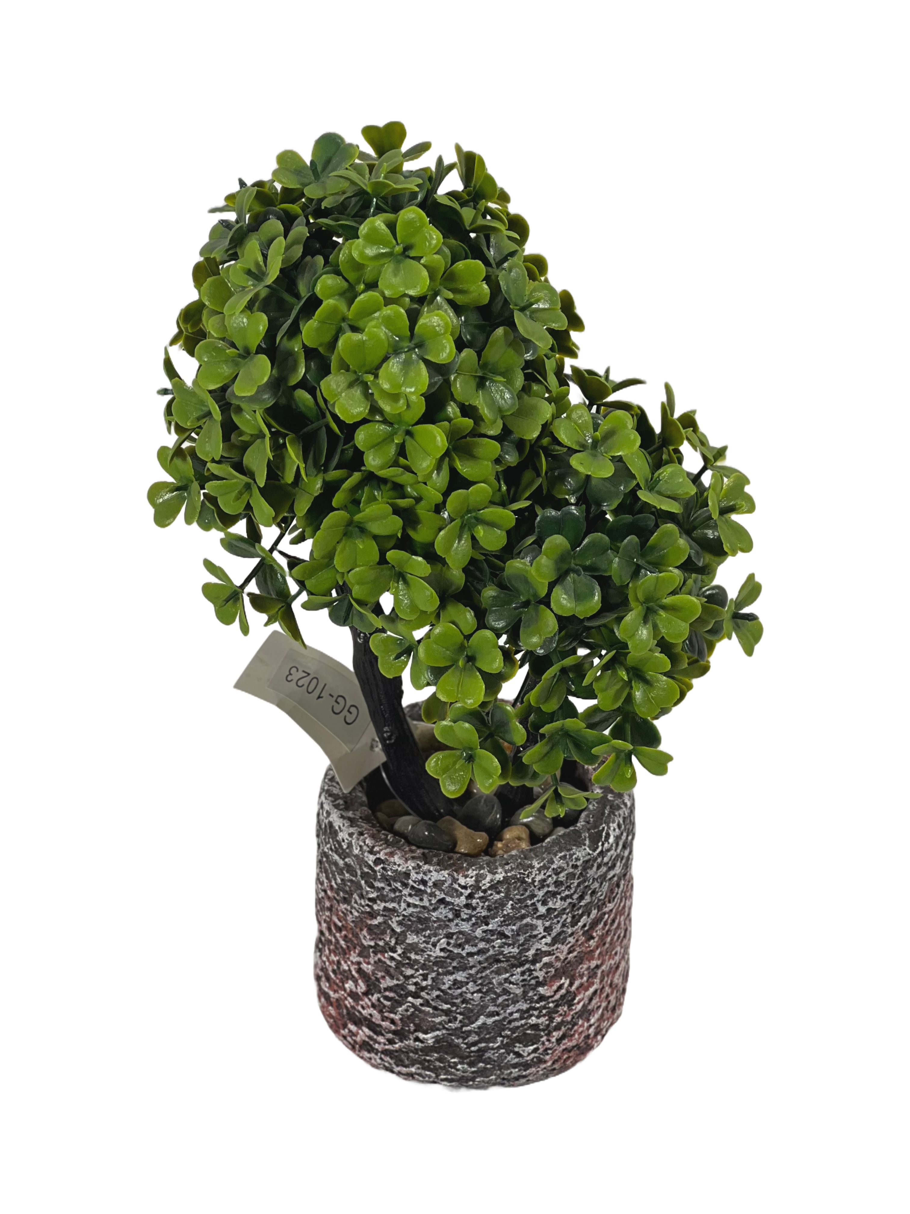 The Green Gallery Artificial Bonsai Tree in Textured Stone Pot – 3 Variants | Realistic Faux Plant for Home & Office Decor | 20 cm