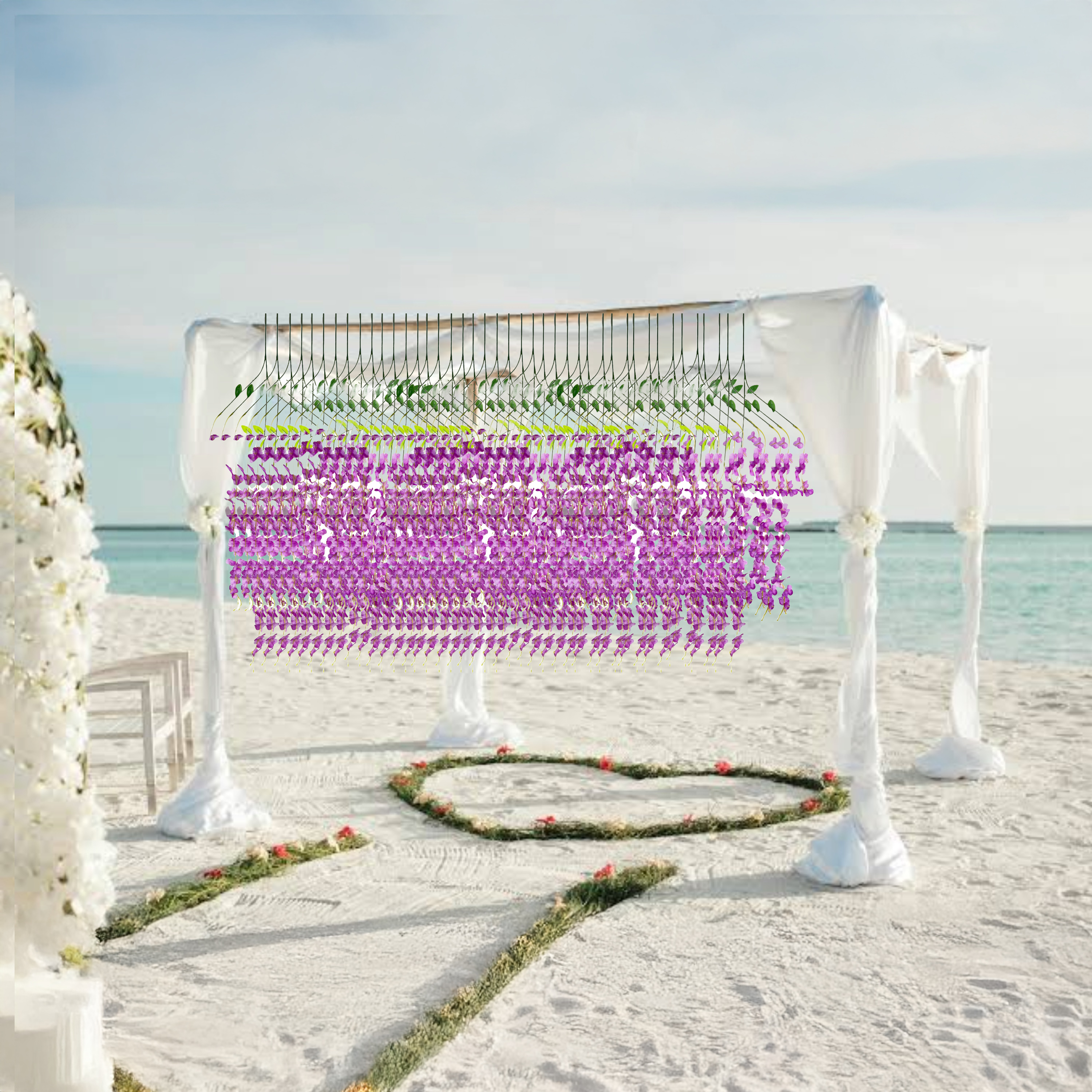 The Green Gallery Artificial Hanging Wisteria Vine – 100 cm Silk Garland (Pack of 12) for Home, Event, and Wall Decor | Available in 8 Color Variants