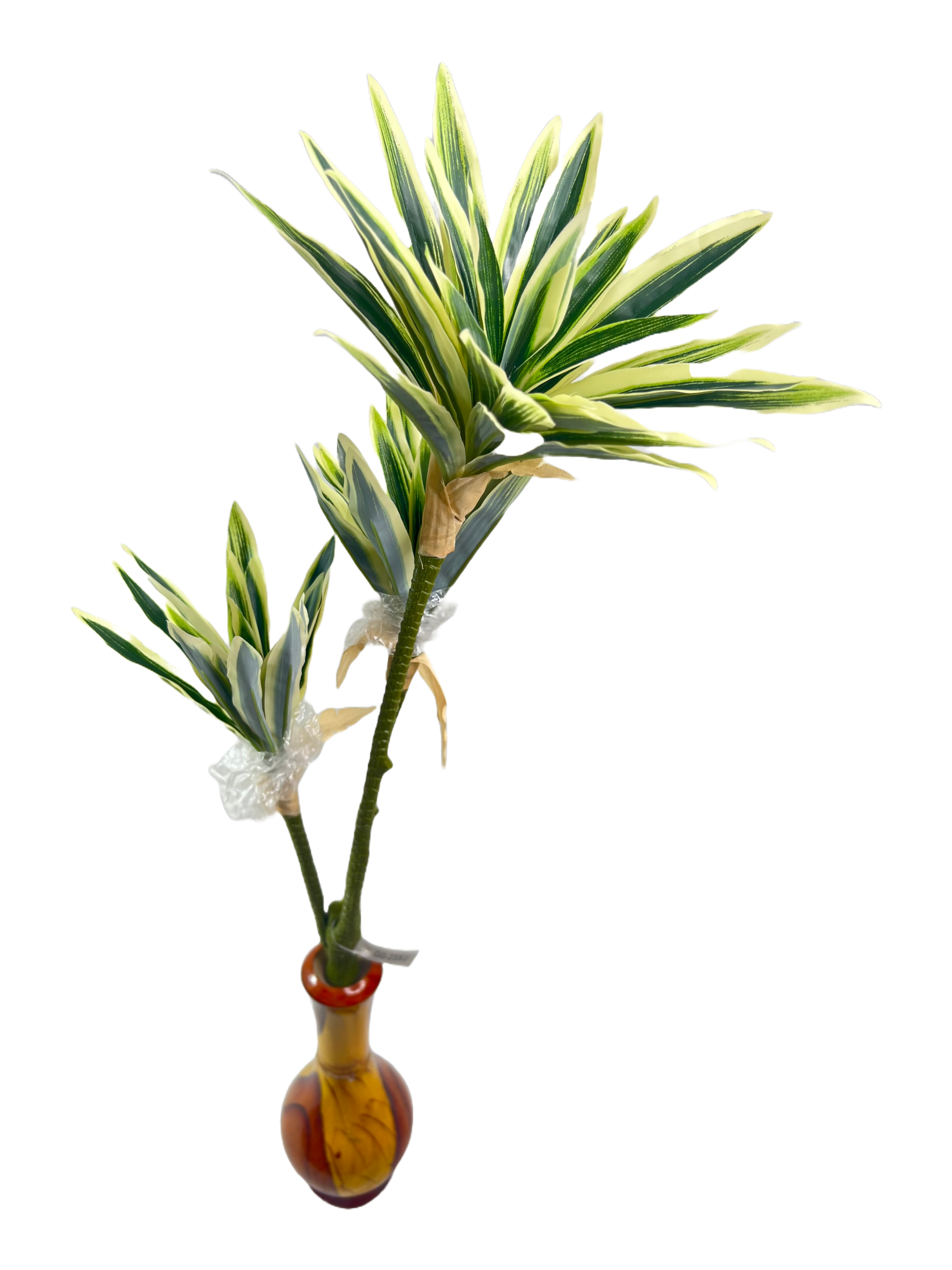 The Green Gallery Artificial Tropical Leaf Plant in Hand-Painted Wooden Pot | Tabletop Decorative Faux Plant for Home & Office Decor – 2 Color Variants