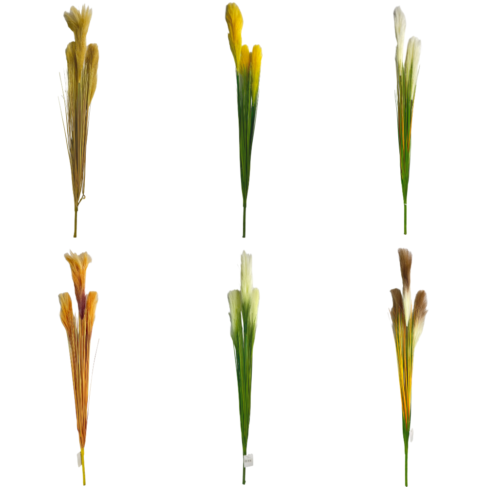 The Green Gallery Artificial Pampas Grass Stems | Set of 6 Faux Boho Reed Bunches for Vase Arrangement, Home & Office Decor – Multicolor Variants