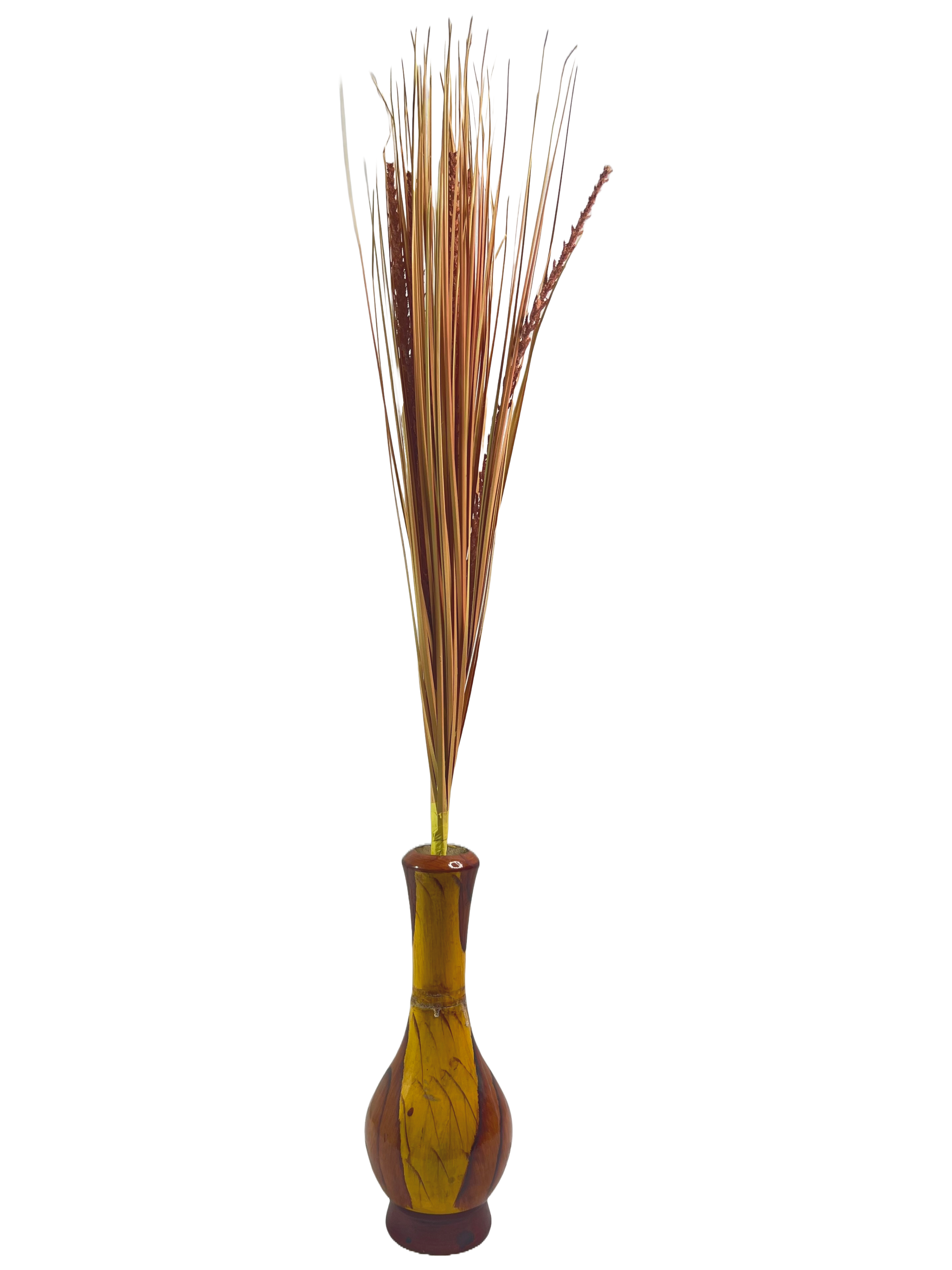 The Green Gallery Artificial Grass Arrangement in Hand-Painted Ceramic Vase | Faux Grass Stick Bunch for Tabletop & Corner Decor – 4 Color Variants