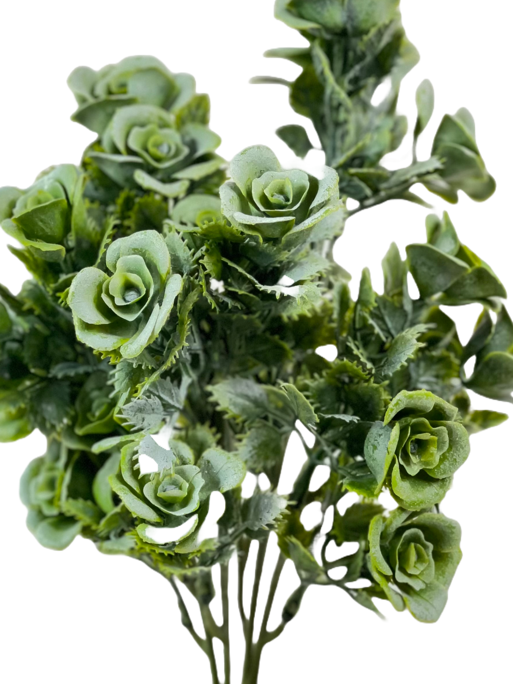 The Green Gallery Artificial Rose Succulent Plant in White Stone-Look Pot | Faux Greenery Tabletop Decor for Home, Office & Gifting – 32 cm Height