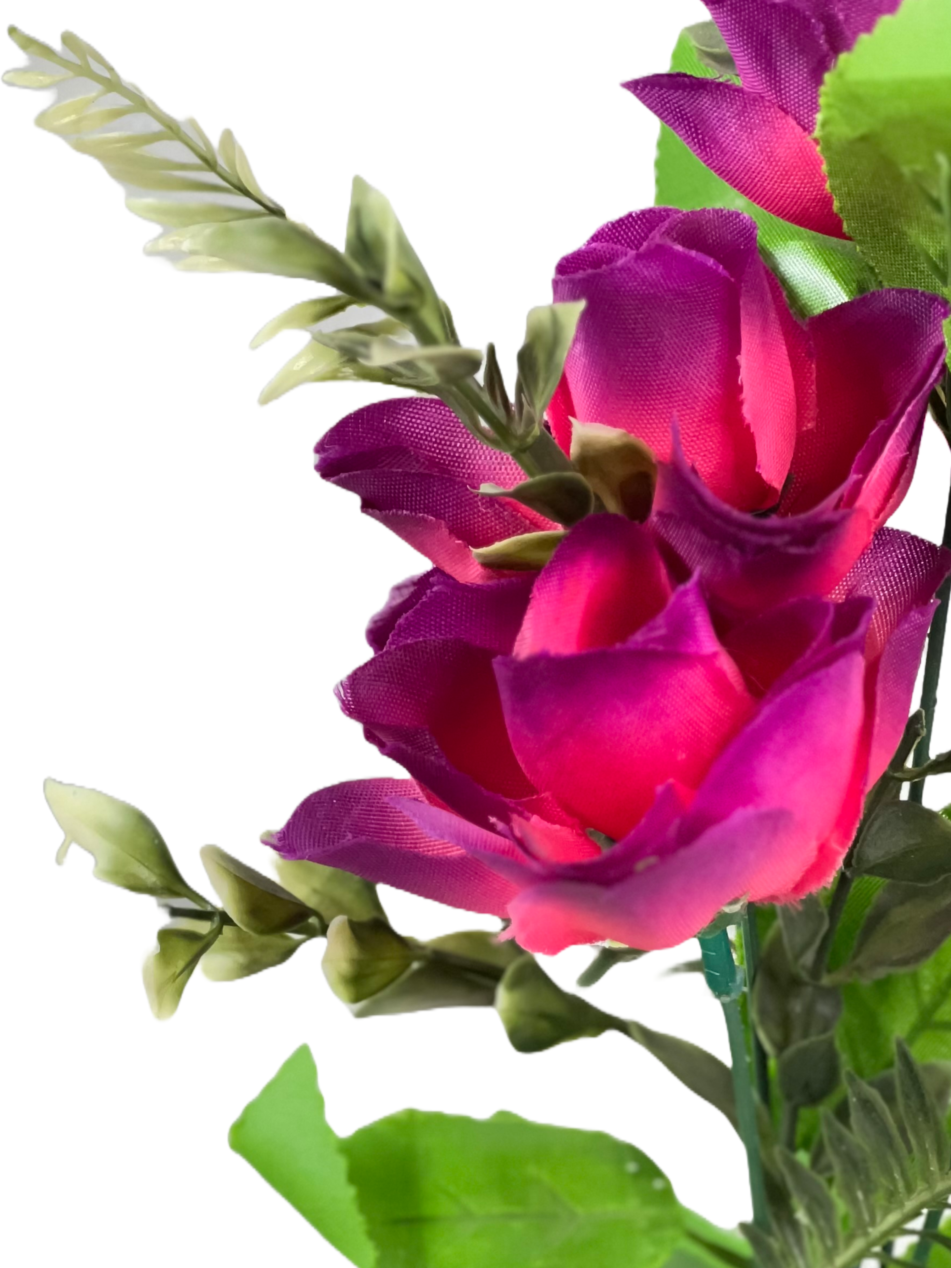 The Green Gallery Artificial Rose Flower Arrangement in White Ceramic Pot | Faux Floral Table Decor for Living Room, Office, or Gifting – 28 cm Height