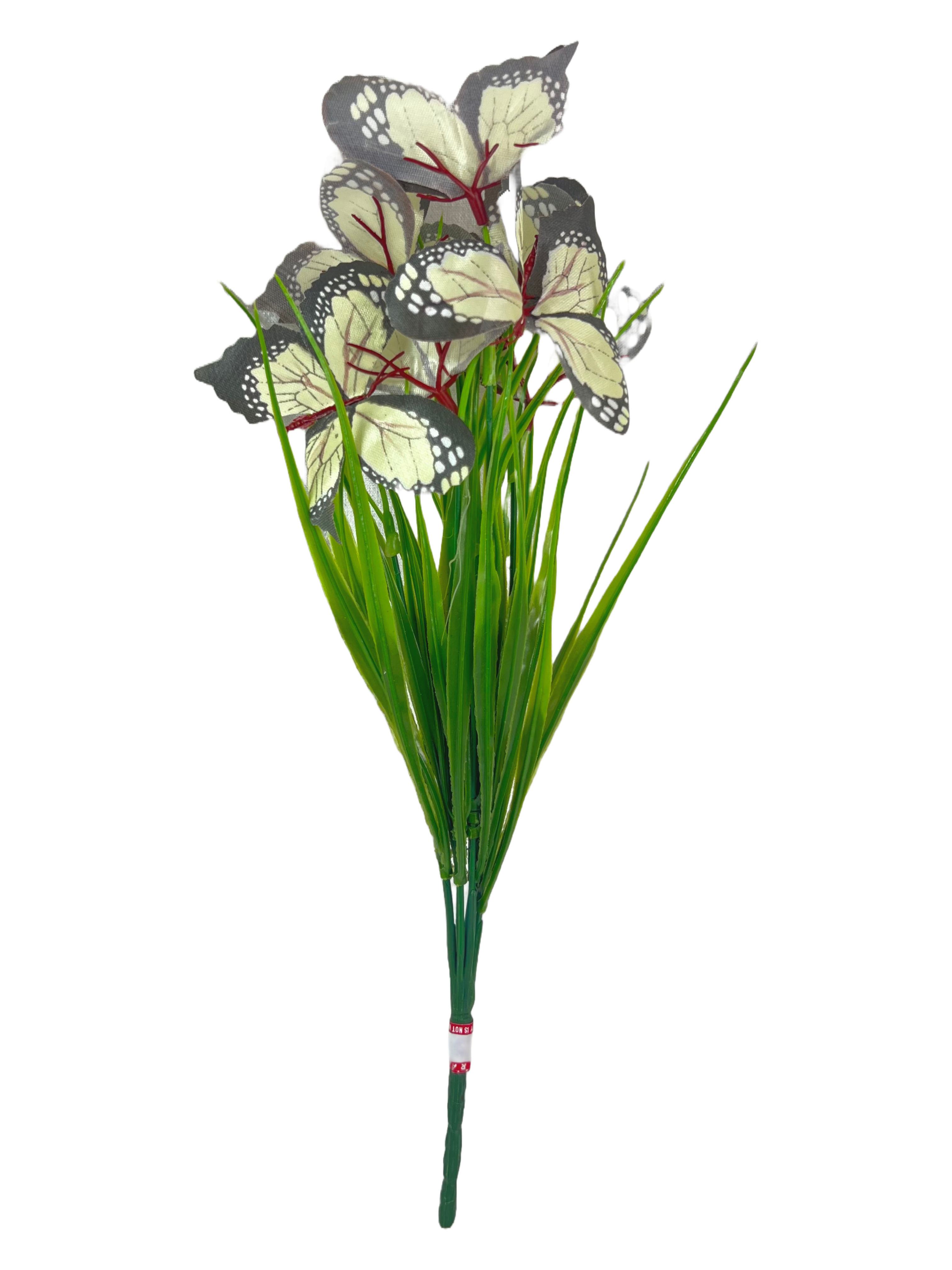The Green Gallery Artificial Butterfly Bunch – 7 Butterflies with Grass | 33 cm Decorative Floral Stem for Home Decor & Craft Use