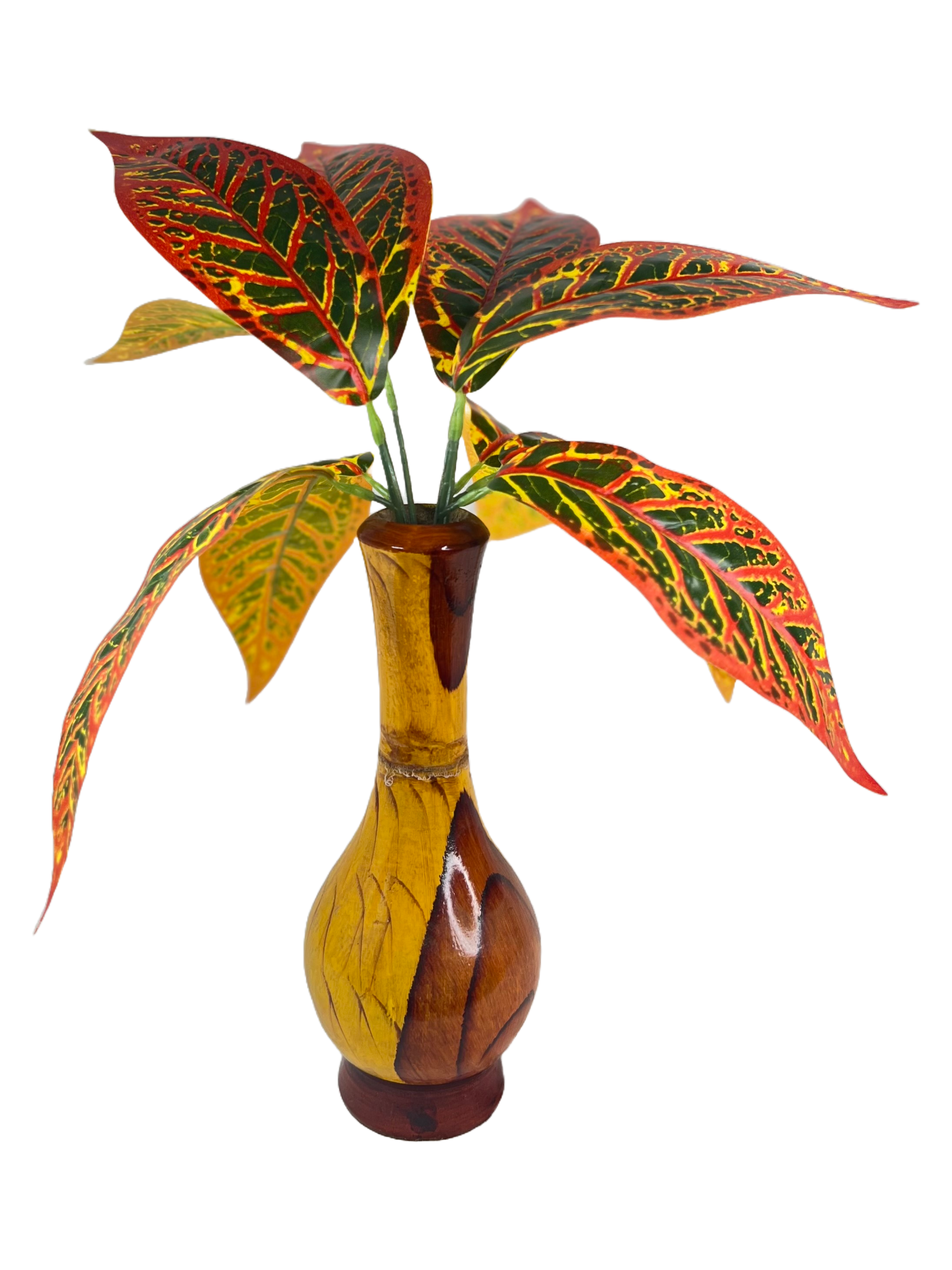 The Green Gallery Artificial Croton Leaf Plant – 47 x 38 cm Decorative Bunch for Vases, Home & Event Decor | 3 Color Variants