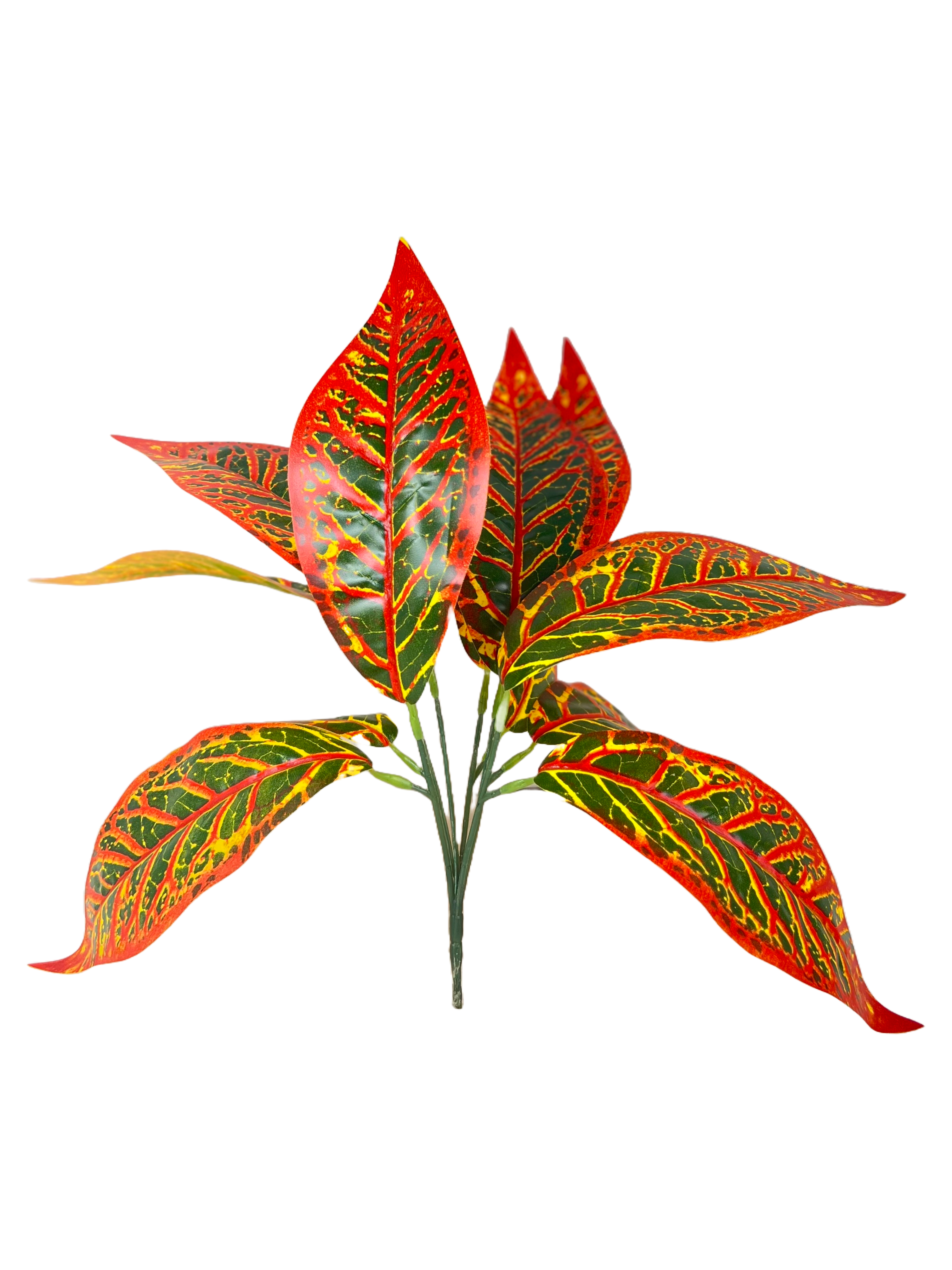 The Green Gallery Artificial Croton Leaf Plant – 47 x 38 cm Decorative Bunch for Vases, Home & Event Decor | 3 Color Variants