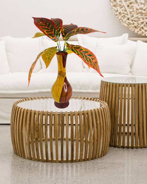 The Green Gallery Artificial Croton Leaf Plant – 47 x 38 cm Decorative Bunch for Vases, Home & Event Decor | 3 Color Variants