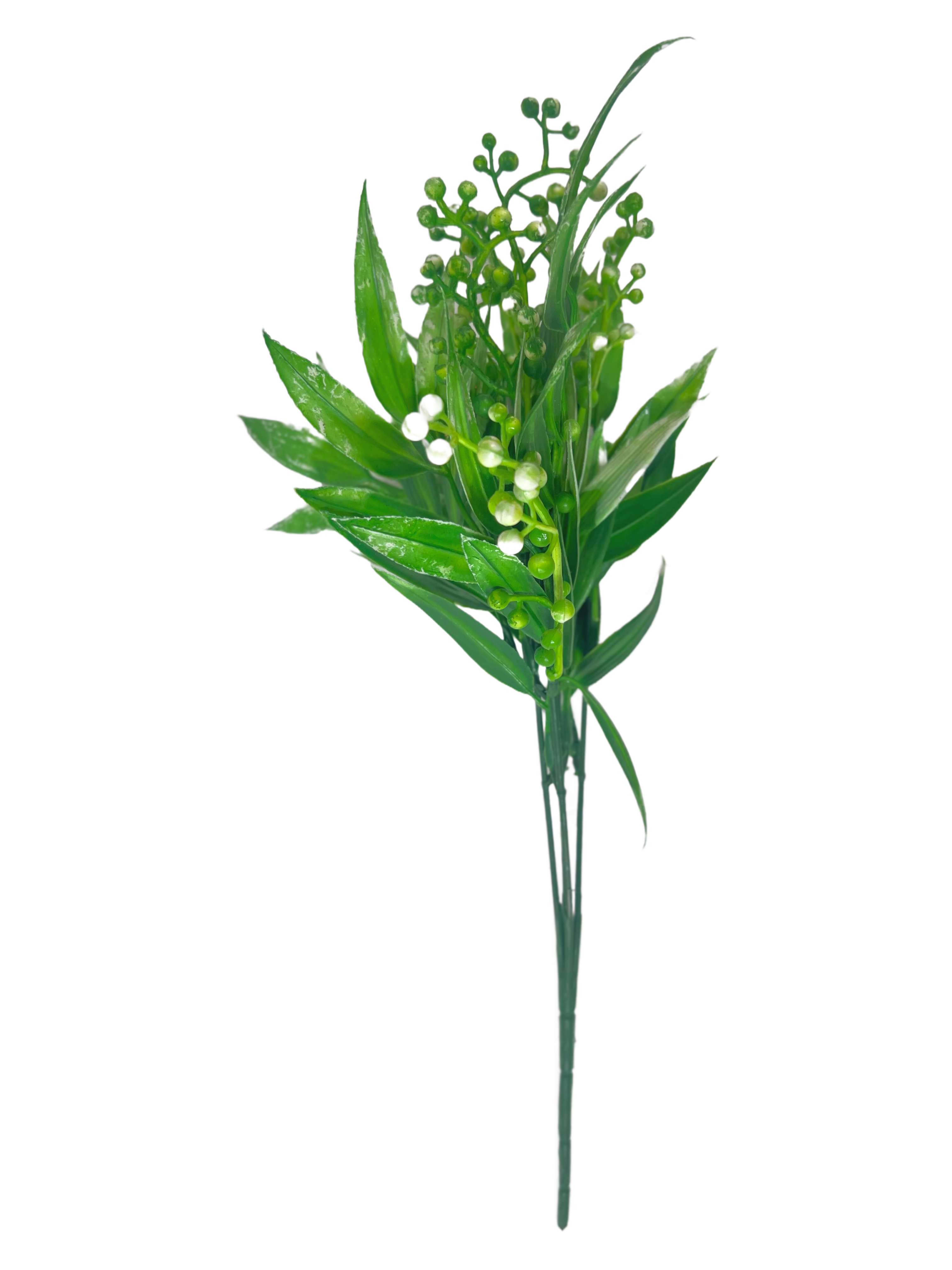The Green Gallery Artificial Lily Bud Bunch with Green Berry Fillers – 33cm Realistic Foliage for Vases, Bouquets & Decor (5 Color Options)