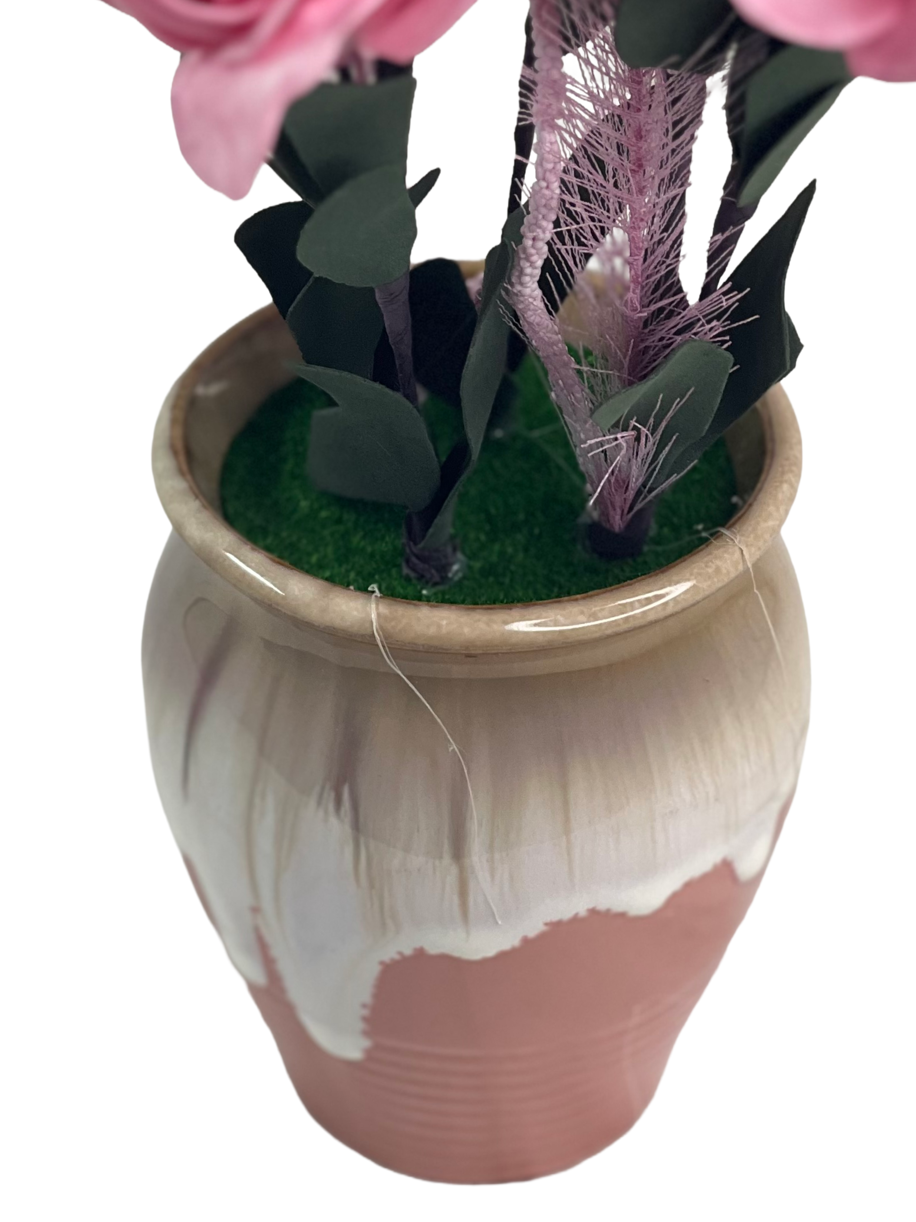 Artificial Camellia Rose Flowers in Ceramic Vase