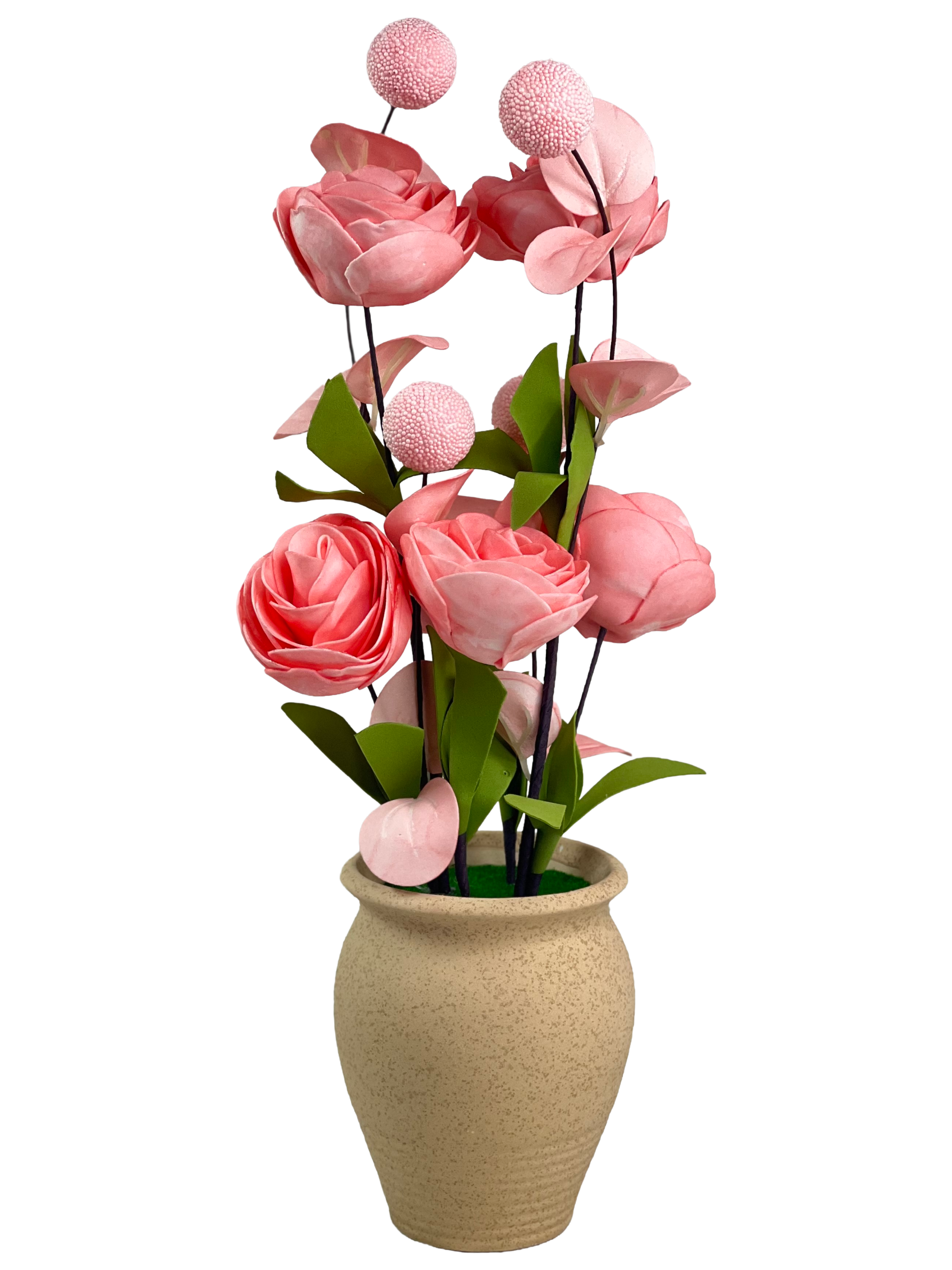 MittiBloom Artificial Flower Pot with Earthen Finish Vase