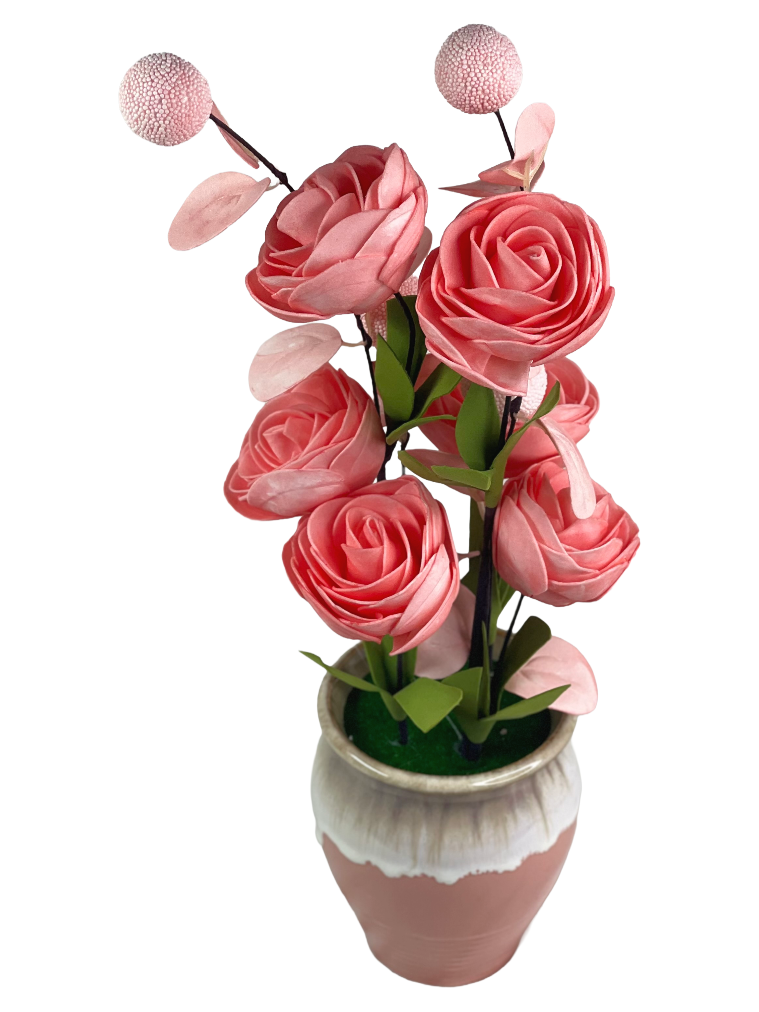 Rose Bloom Flowers in Pink Ceramic Pot