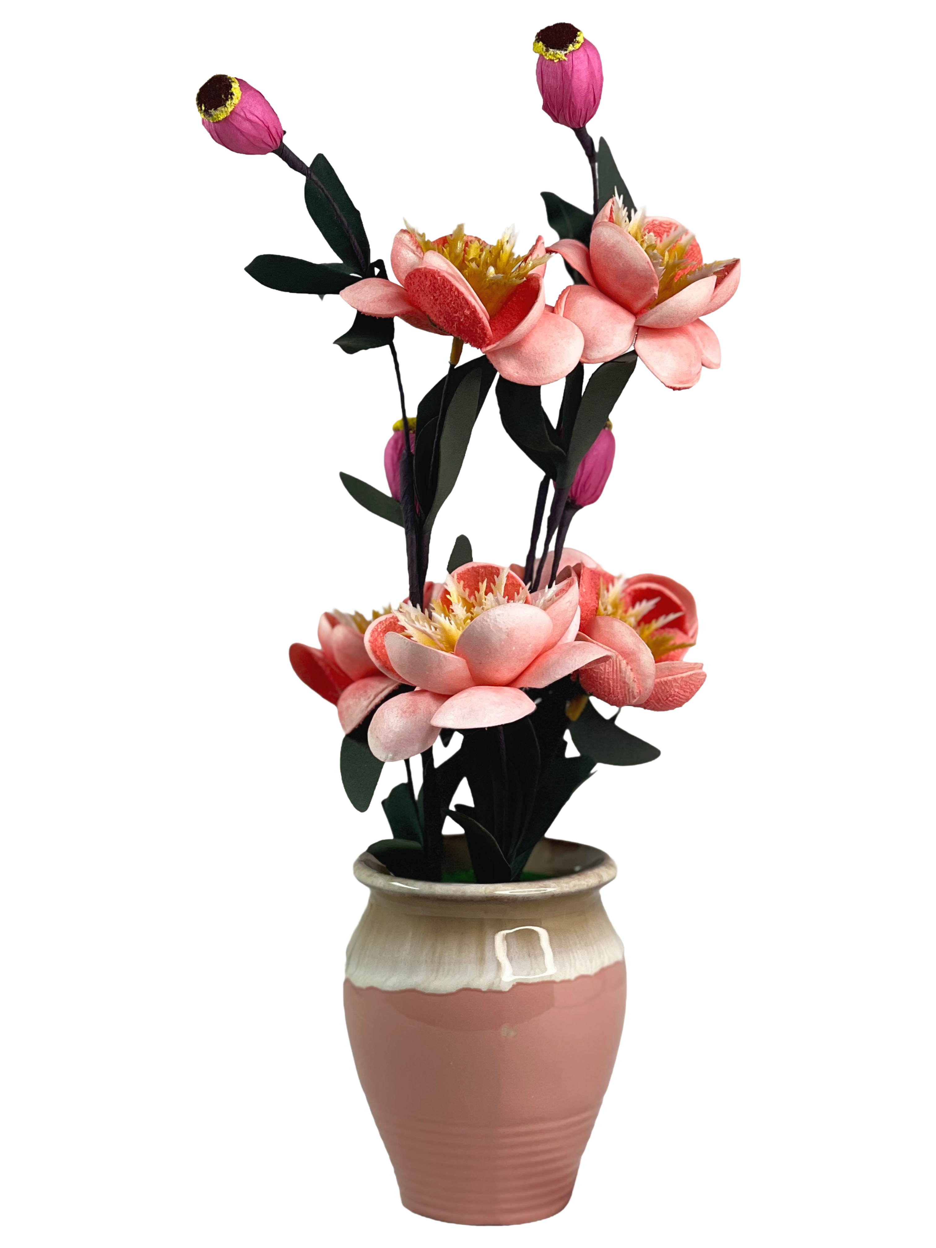 Artificial Lotus Flower in Ceramic Pot