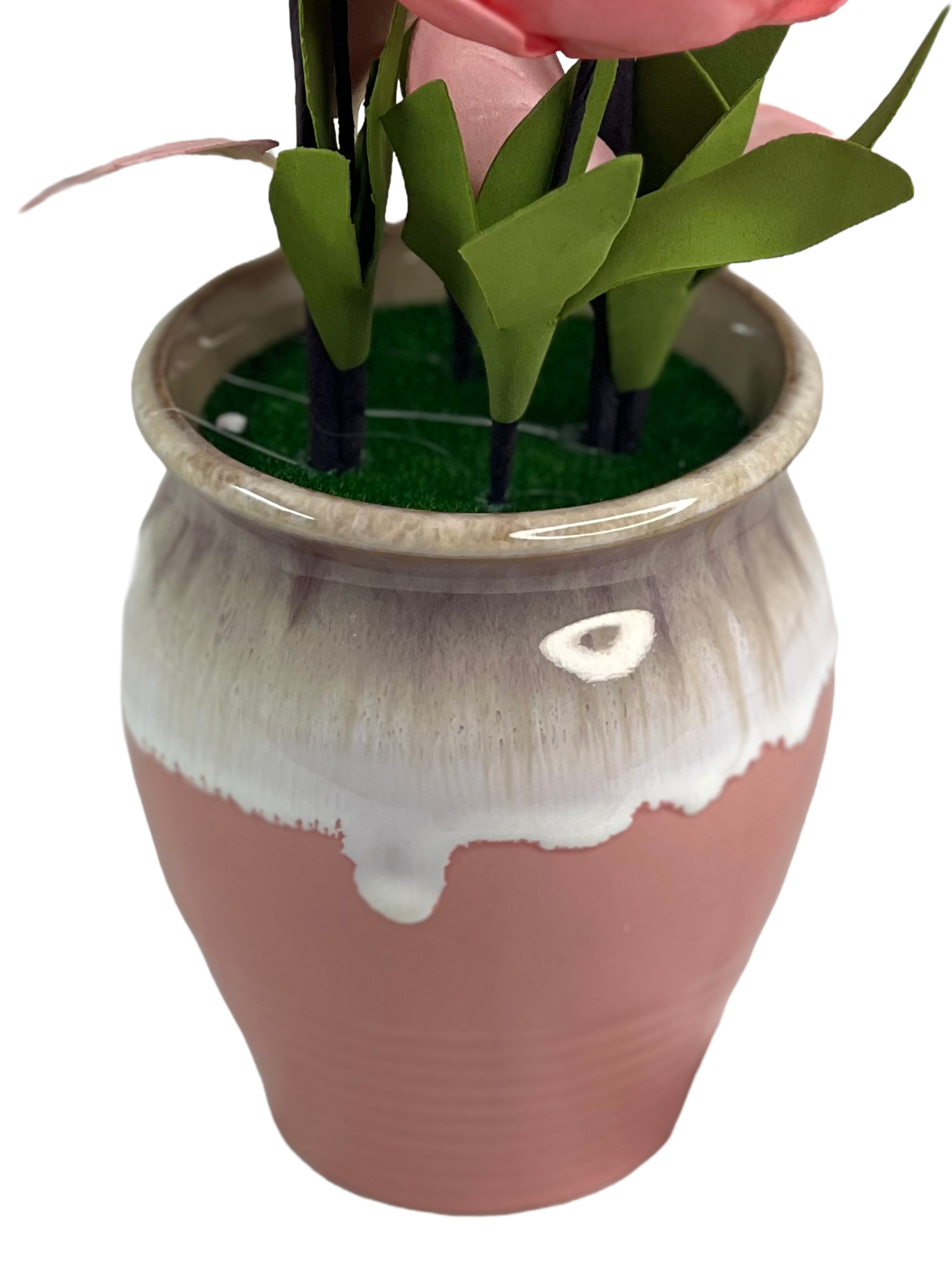 Rose Bloom Flowers in Pink Ceramic Pot