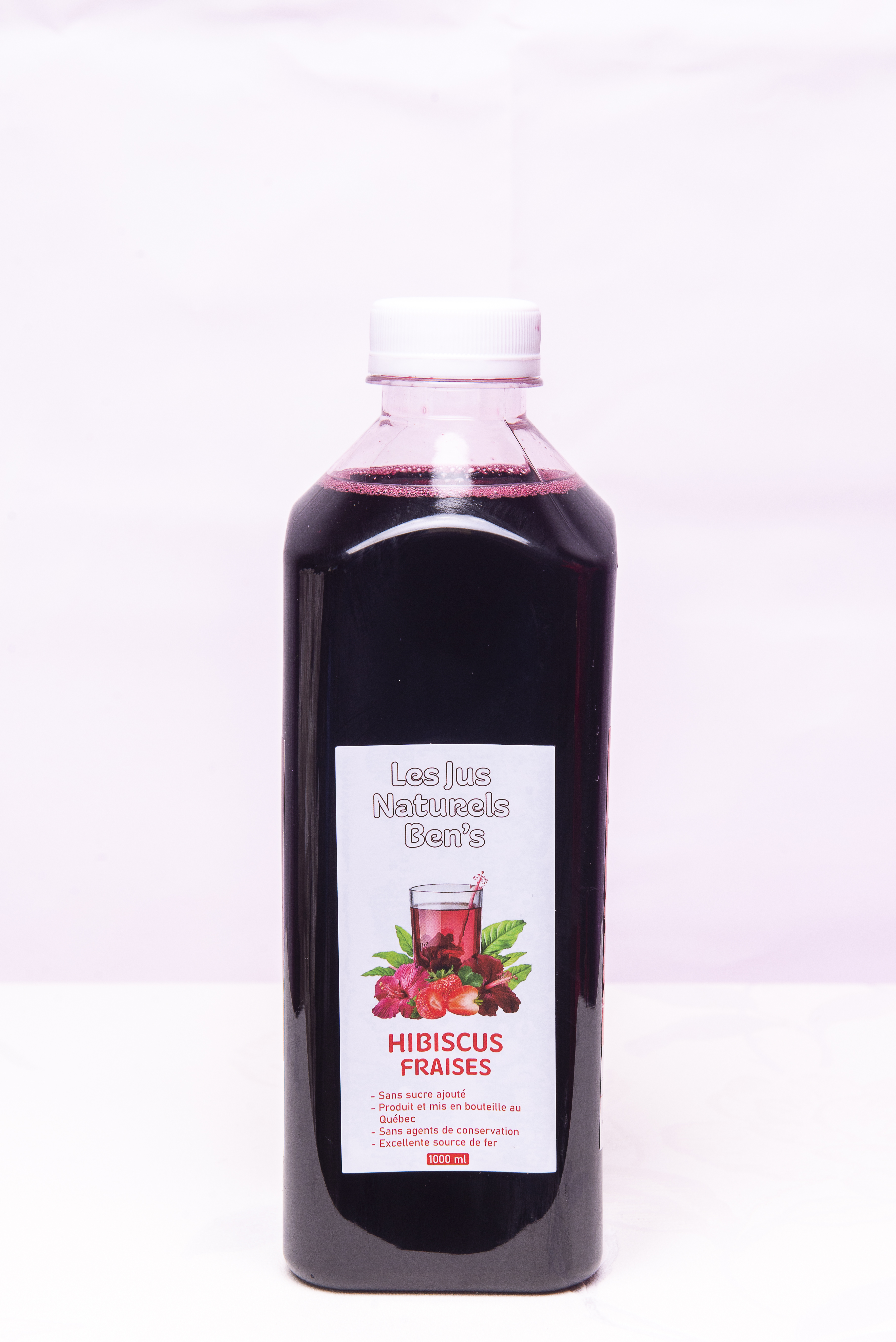Jus Hibiscus fraises sans sucre ajouté - 1 L