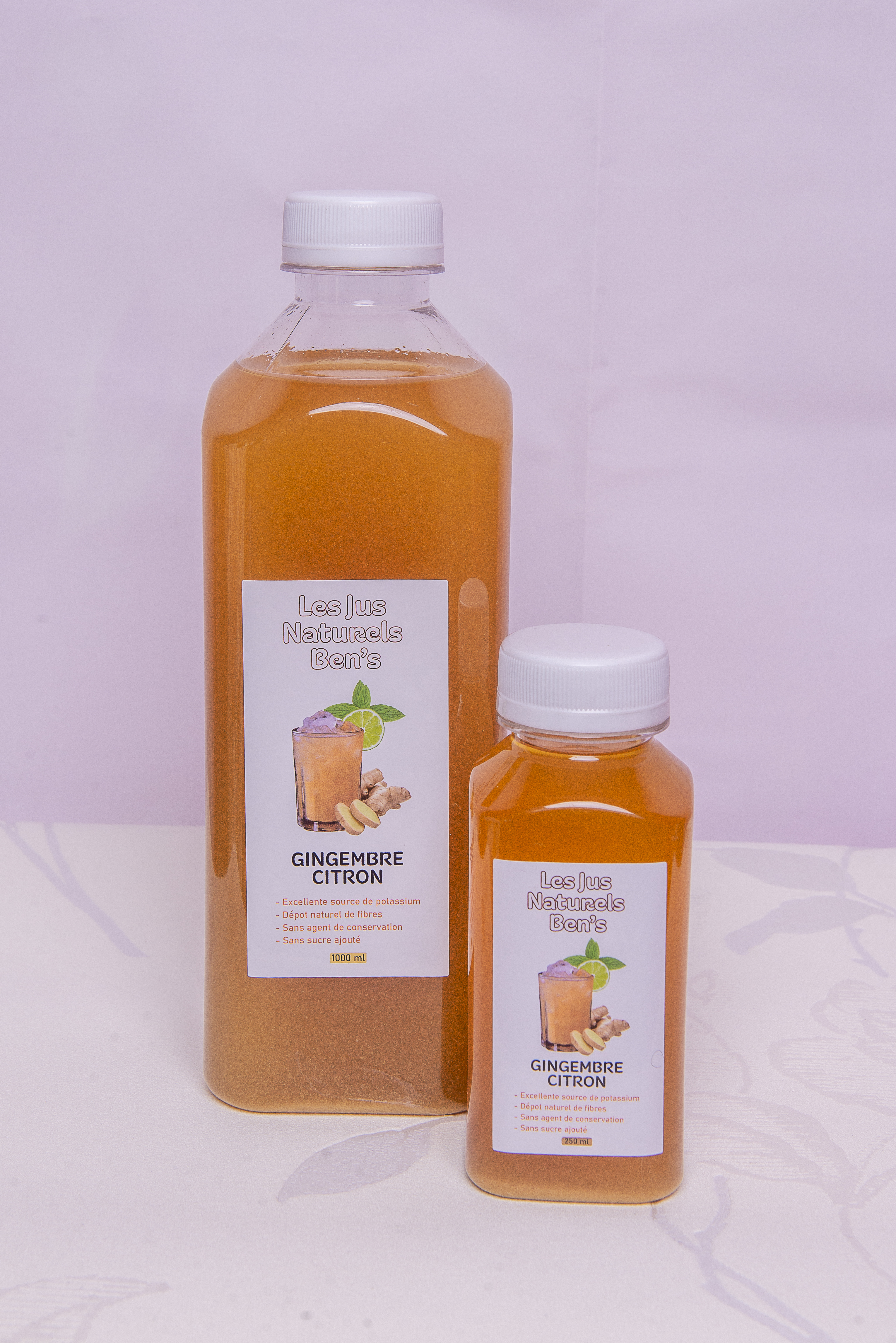 Jus de gingembre -citron sans sucre ajouté - 250 ml