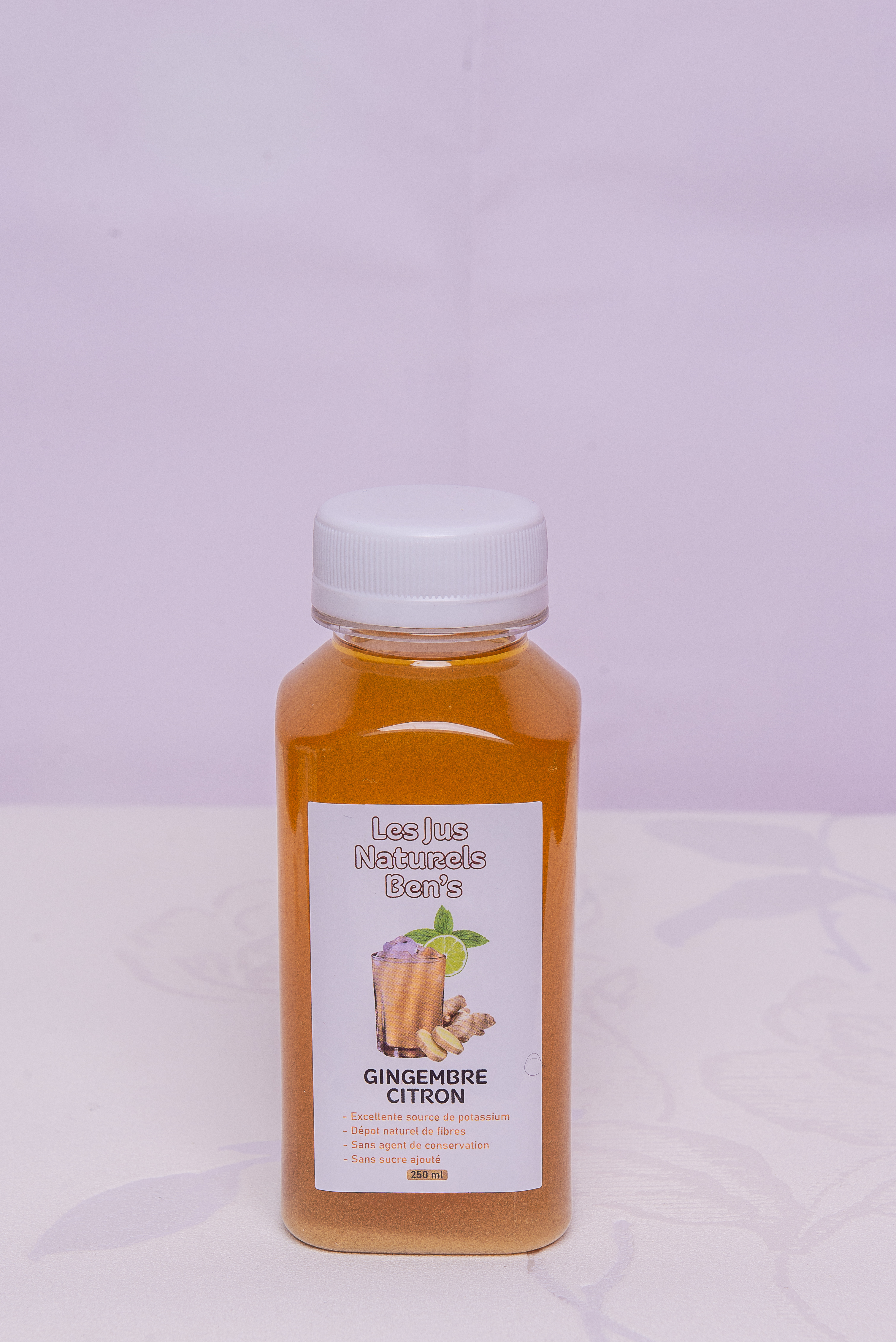 Jus de gingembre -citron sans sucre ajouté - 250 ml