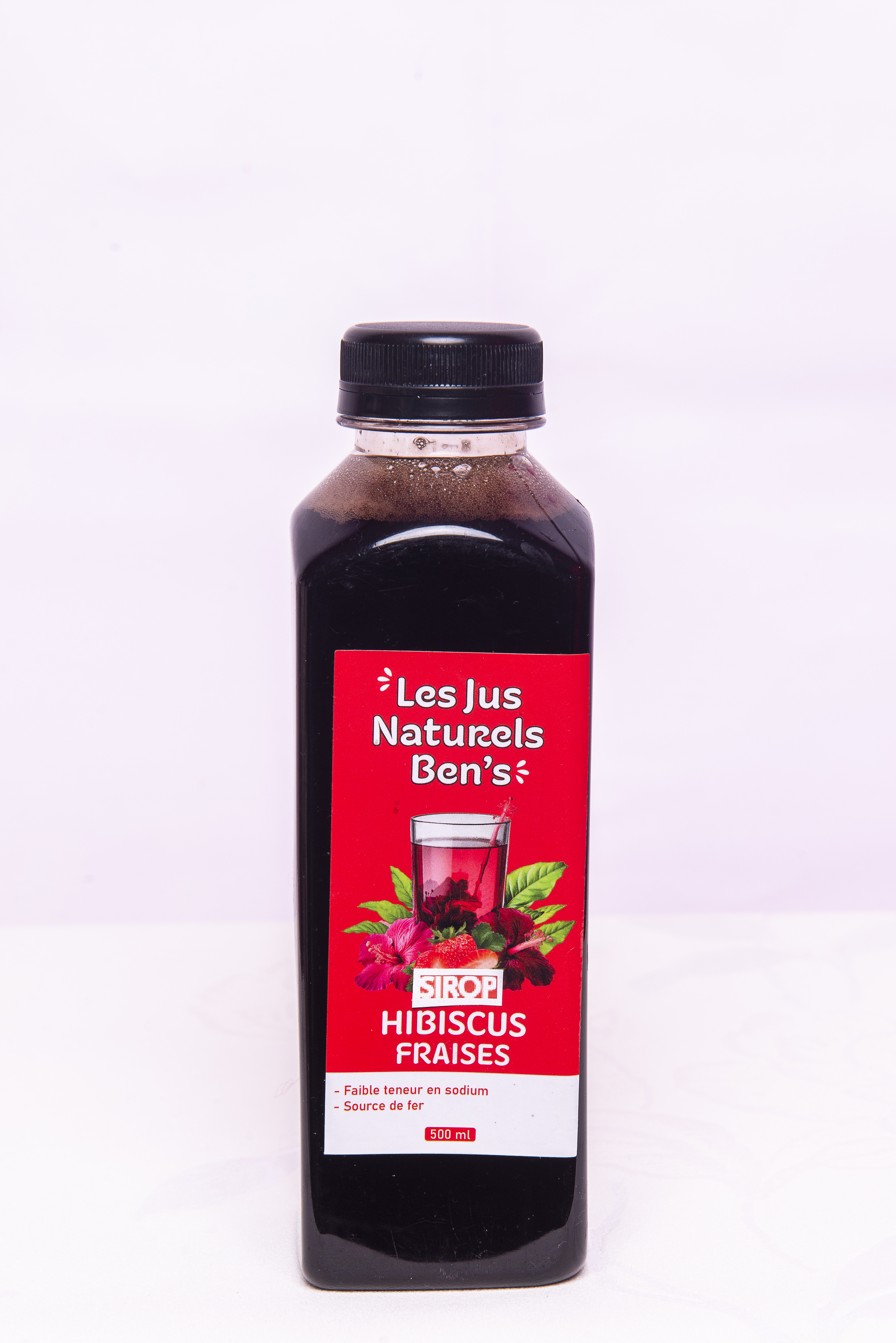 Sirop d'hibiscus -fraises menthe - 500 ml