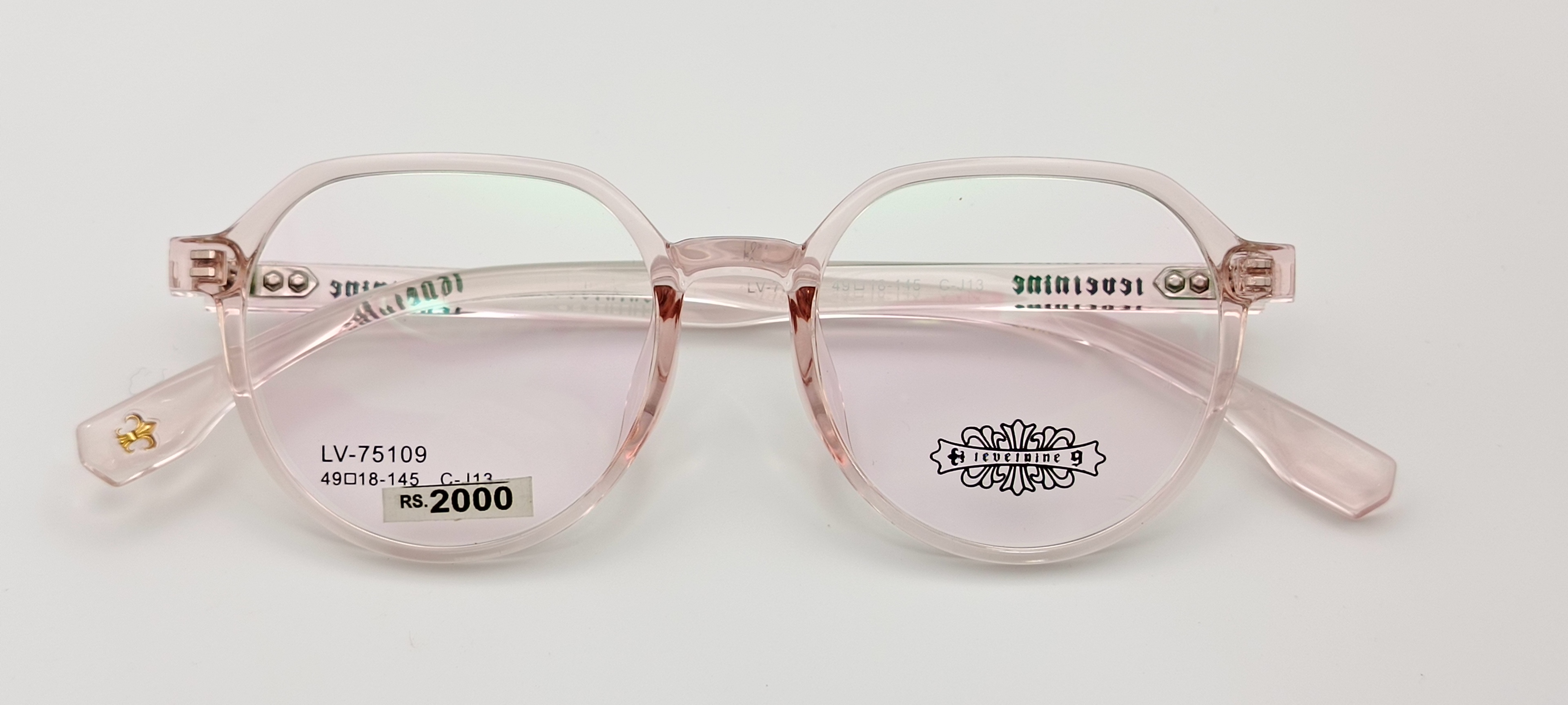 WOMEN LARGE Transparent Pink Frame Glasses SOH 1058