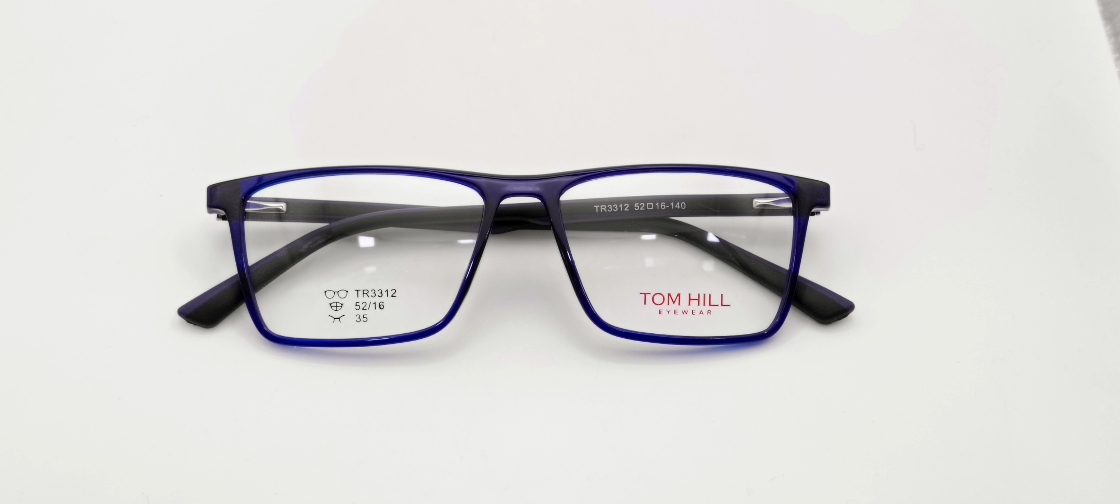 Blue rectangular eyeglasses