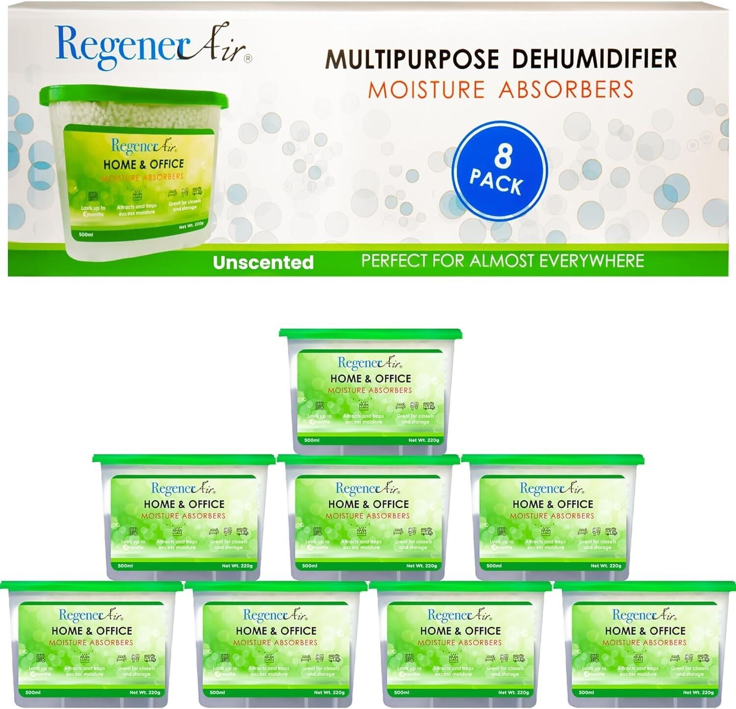 RegenerAir Moisture Absorber Dehumidifier Purifier Unscented 8 Pack
