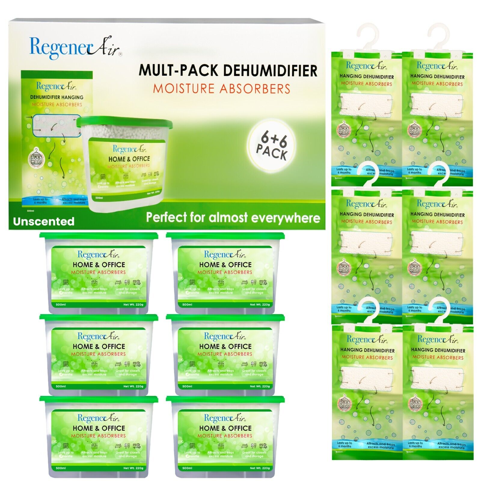 RegenerAir Moisture Absorber Dehumidifier Purifier Unscented 12 Multipack