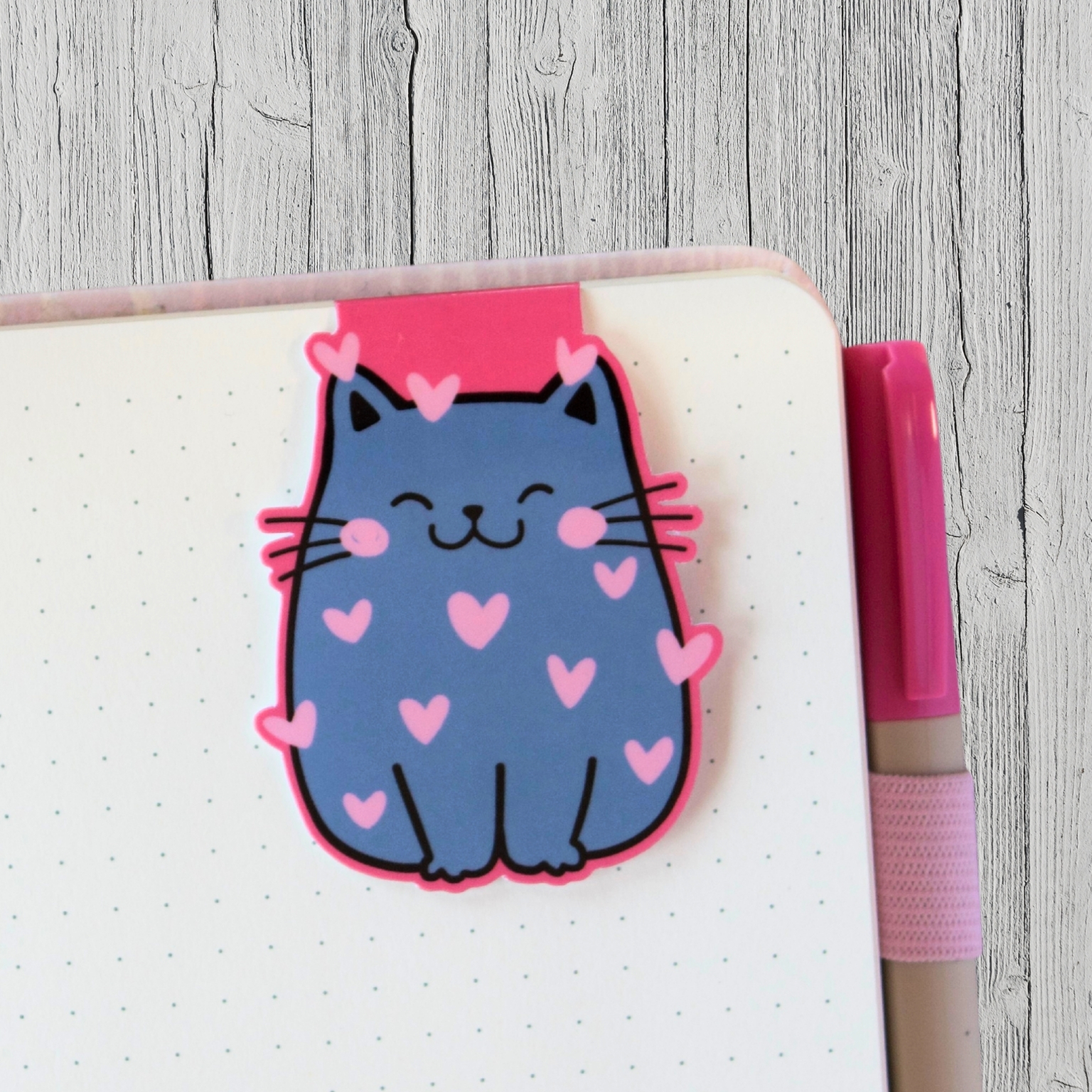 Magnetisches Buchzeichen - Katze mit Herzen