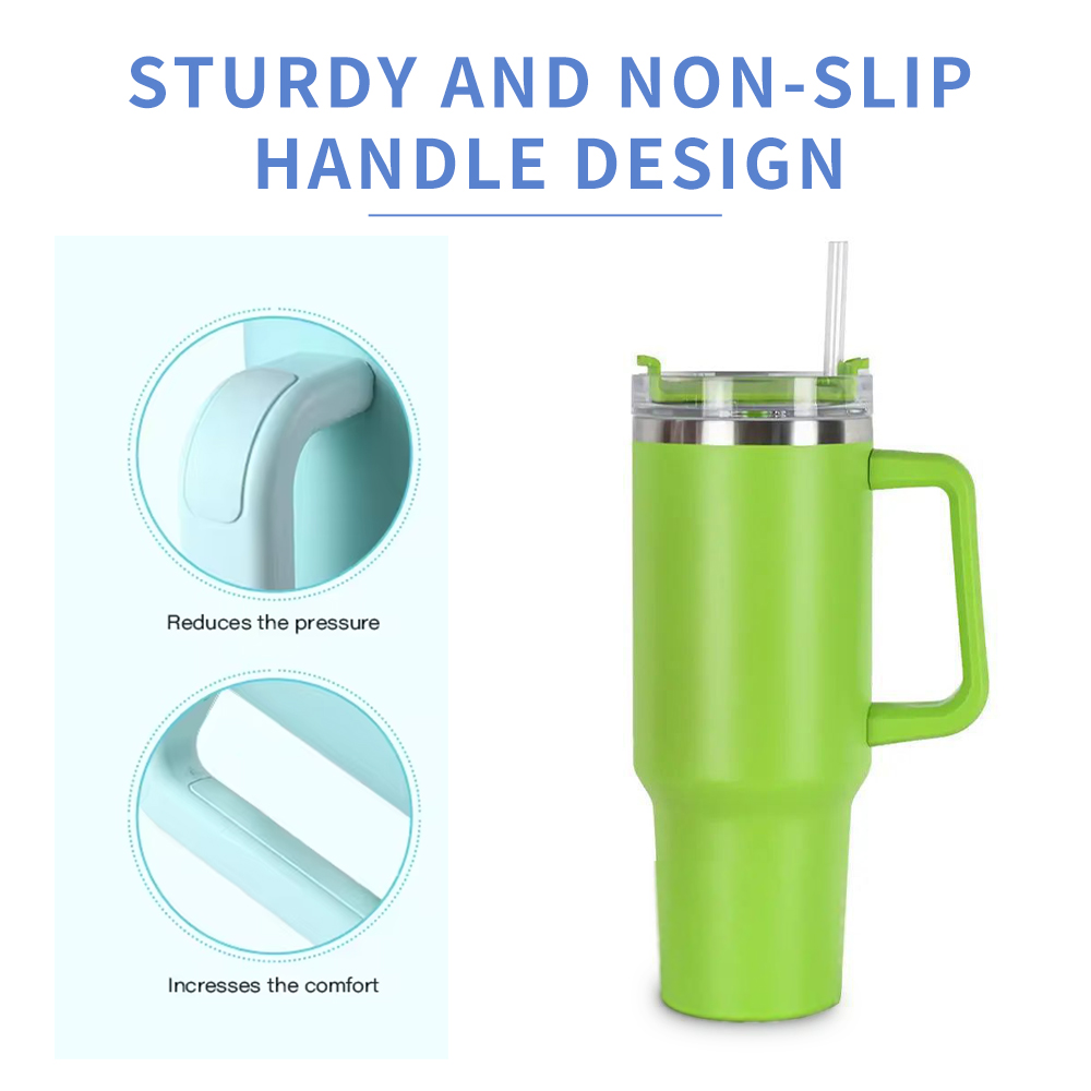 Custom insulated sublimation straw tumblers stainless steel vacuum travel cup mug laser engraved LOGO 40oz tumbler with handle