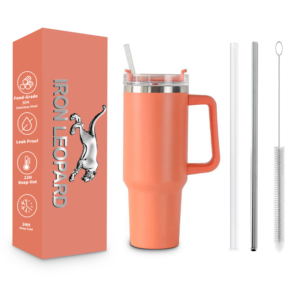 Custom insulated sublimation straw tumblers stainless steel vacuum travel cup mug laser engraved LOGO 40oz tumbler with handle