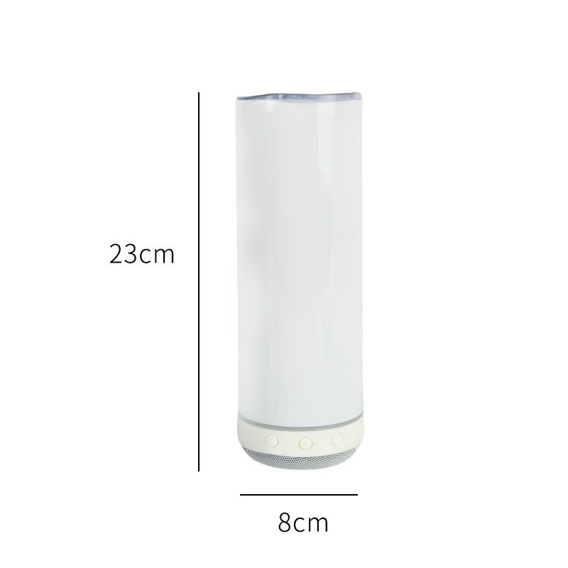 20 Oz Music Speaker Tumbler, Sublimation Tumbler Blanks with Bluetooth Music, Double Wall Vacuum Insulated Speaker Tumbler Mug with Detachable LED Light, Speaker Cup Tumbler