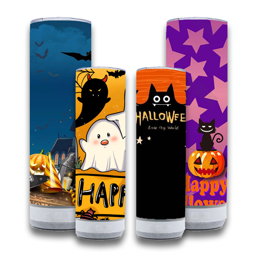 1 Pack 20 oz Sublimation Blank Skinny Straight Cup Stainless Steel Double Vacuum Bluetooth Speaker Music Cup with Lid and Straw Heat Transfer Cup