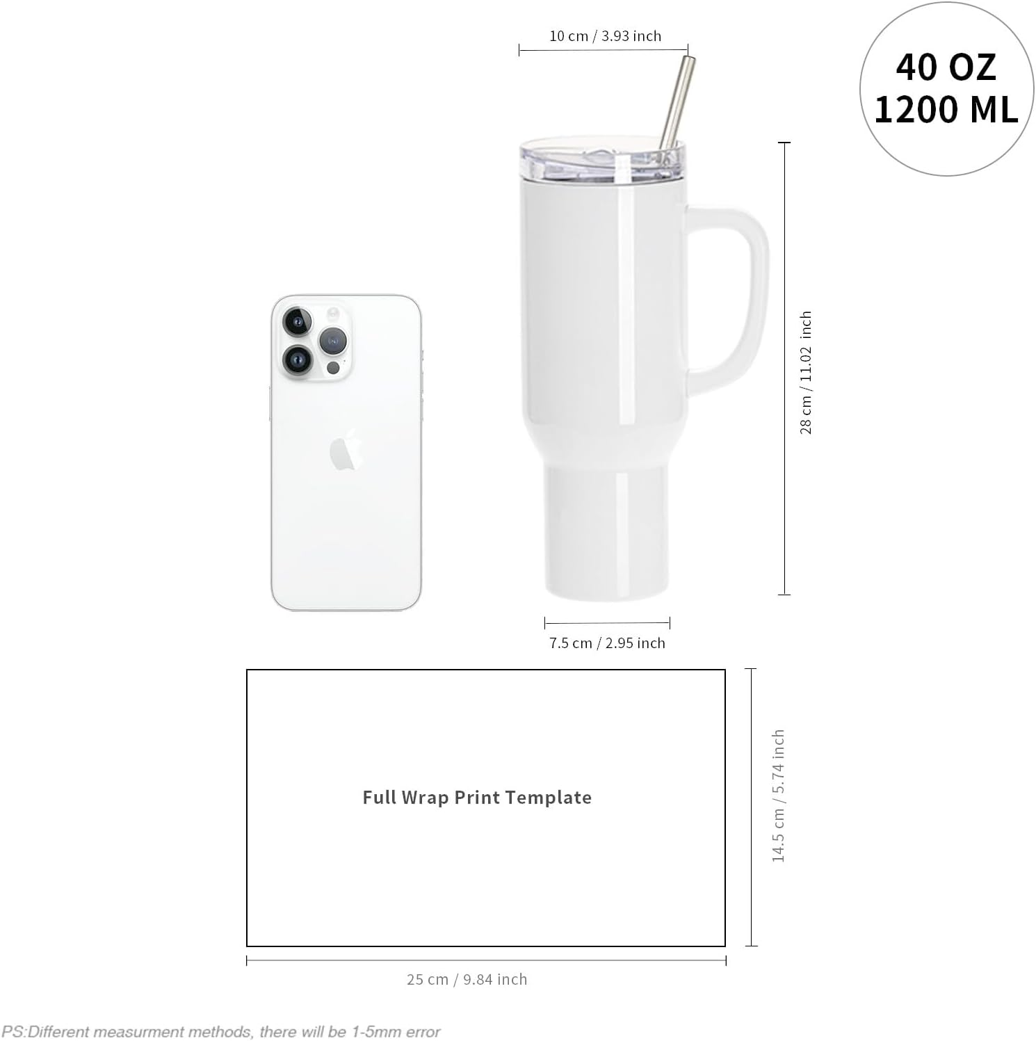 Customizable Pattern 40 Ounces Tumbler Thank You Gift with Handle Insulated Stainless Steel Thank You Travel Coffee Mug with Lid and Straw Gift