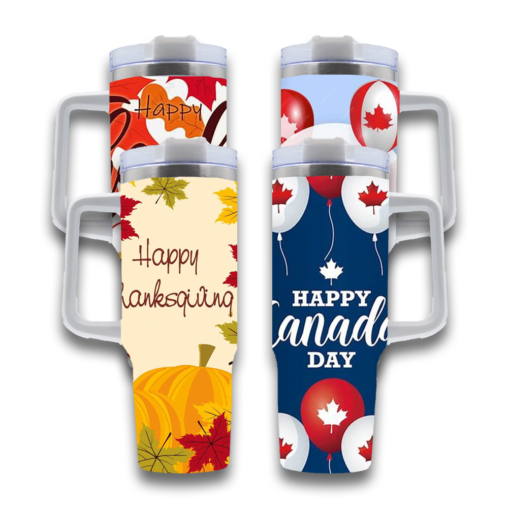 Customizable Pattern 40 Ounces Tumbler Thank You Gift with Handle Insulated Stainless Steel Thank You Travel Coffee Mug with Lid and Straw Gift