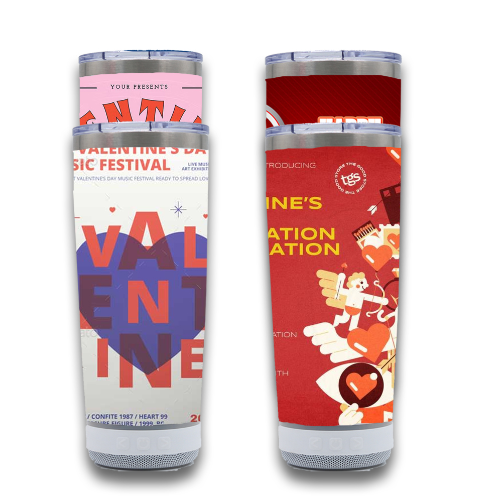 Custom Patterned Mug with Speaker - 18 oz Stainless Steel Double Wall Vacuum Insulated Speaker Mug for Gym, Office, Travel and Outdoors