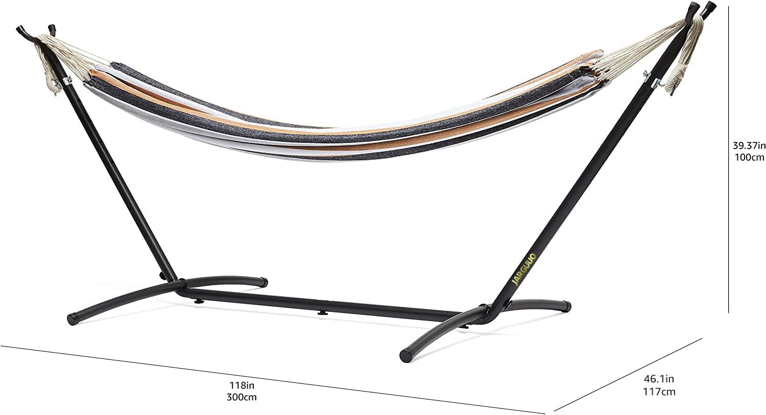 JARGUUO Hammock stands Space Saving Steel Stand Included 2 Person Heavy Duty Outside Garden Yard Outdoor 450lb Capacity 2 People Standing Hammocks and Portable Carrying Bag 